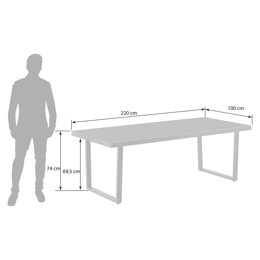 OUTLIV. Gartentisch 220x100cm Edelstahl/Dekton