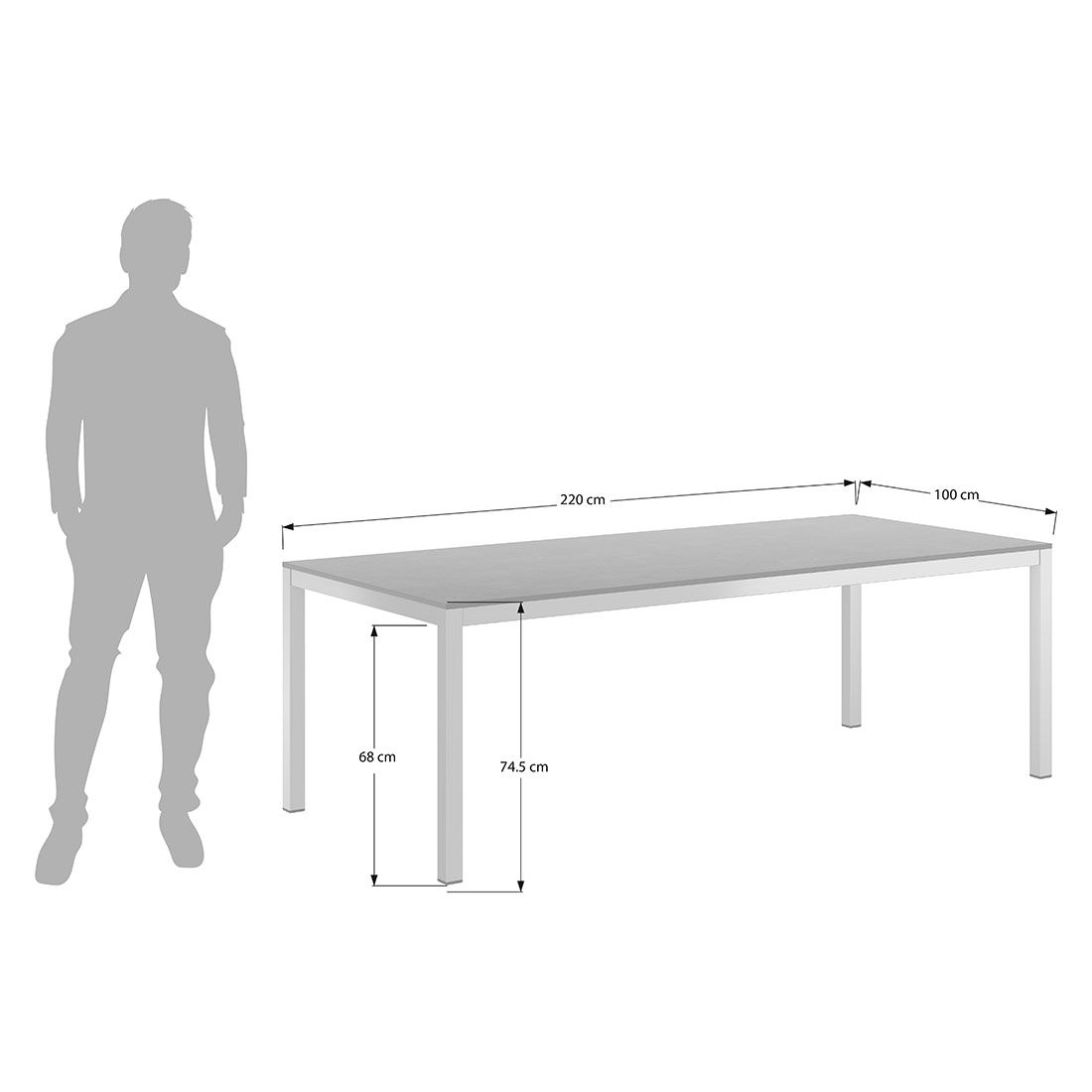 OUTLIV. Gartentisch 220x100cm Edelstahl/HPL