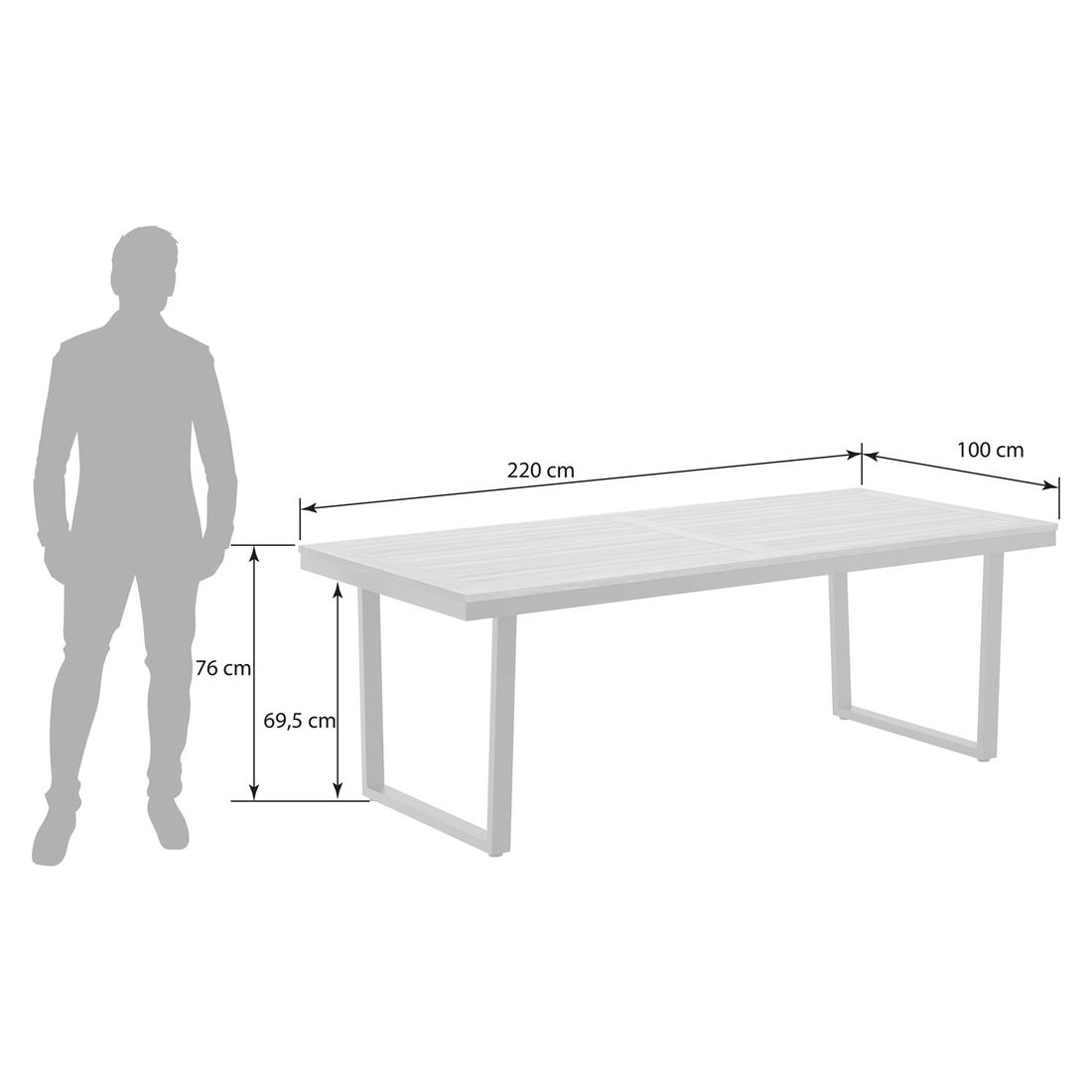 OUTLIV. Gartentisch 220x100cm Edelstahl/Teak