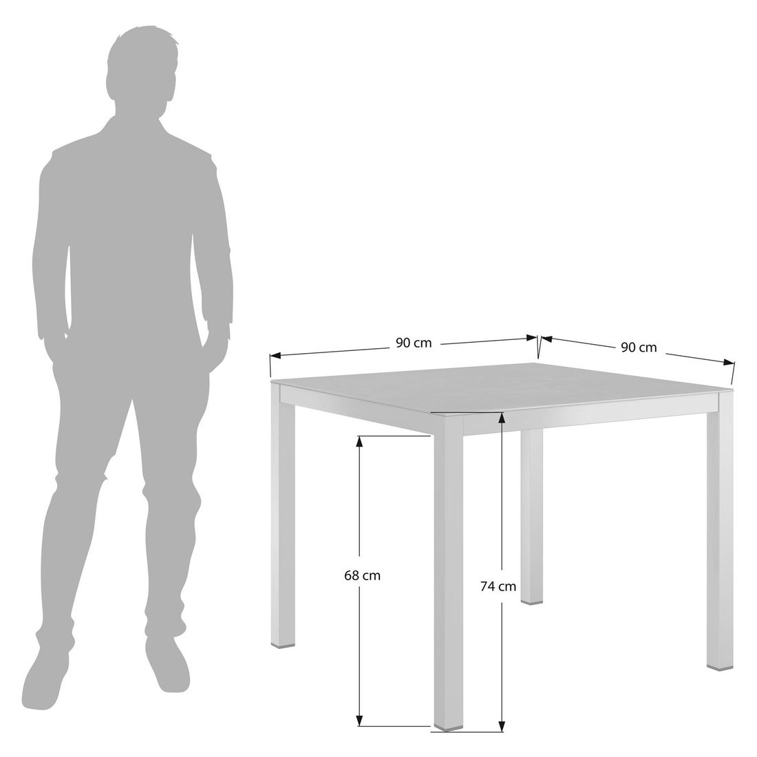 OUTLIV. Gartentisch 90x90cm Aluminium/Glaskeramik