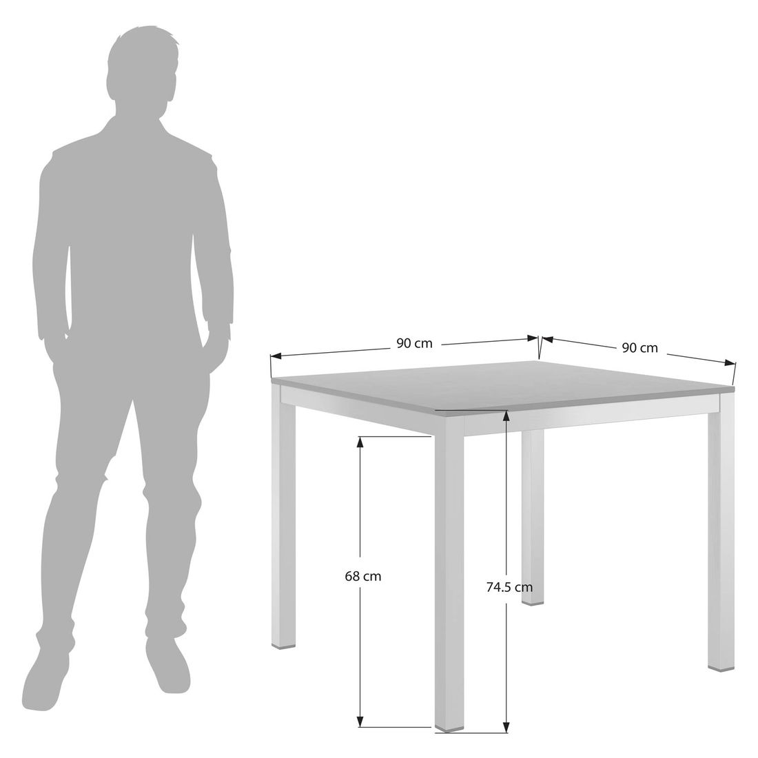 OUTLIV. Gartentisch 90x90cm Aluminium/HPL