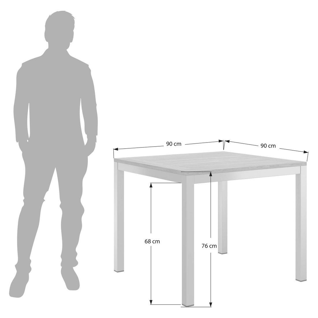 OUTLIV. Gartentisch 90x90cm Aluminium/Teak