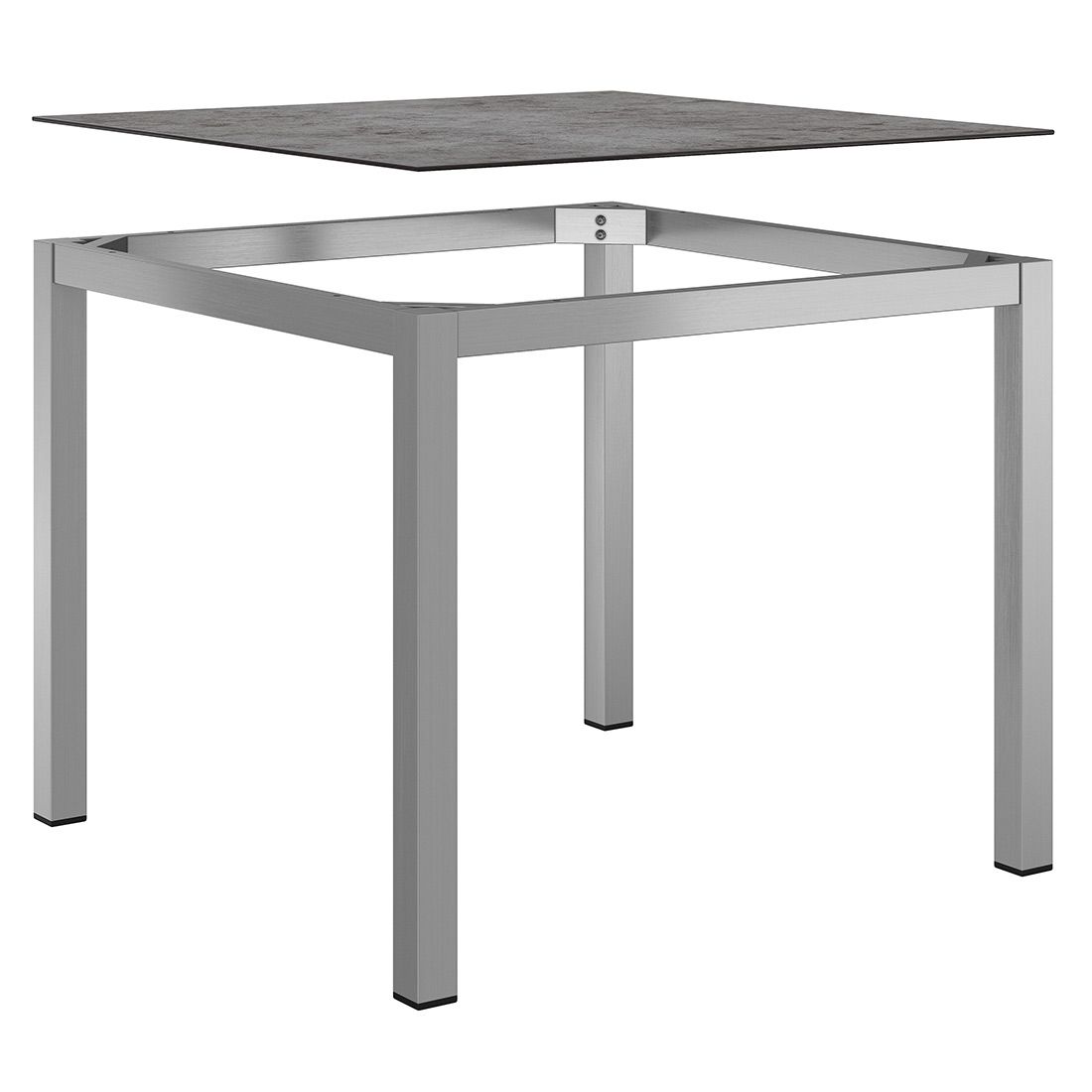 OUTLIV. Gartentisch 90x90cm Edelstahl/Glas-Keramikoptik