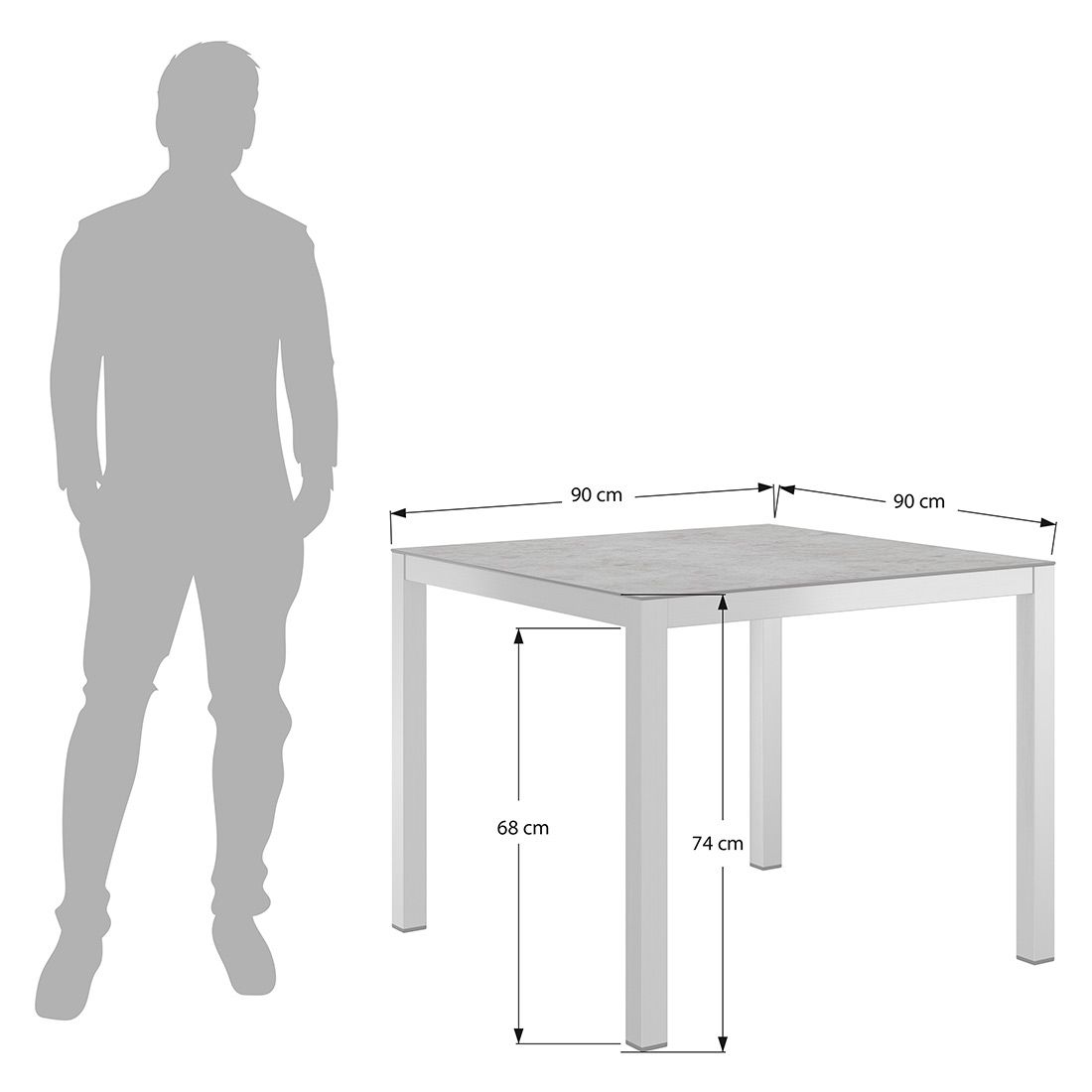 OUTLIV. Gartentisch 90x90cm Edelstahl/Glas-Keramikoptik