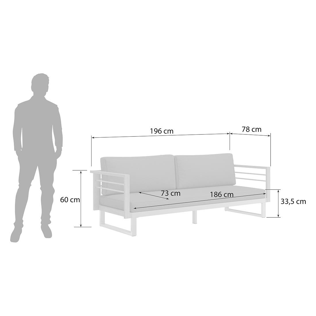 OUTLIV. Hawaii Gartensofa Edelstahl/Teak/Polster