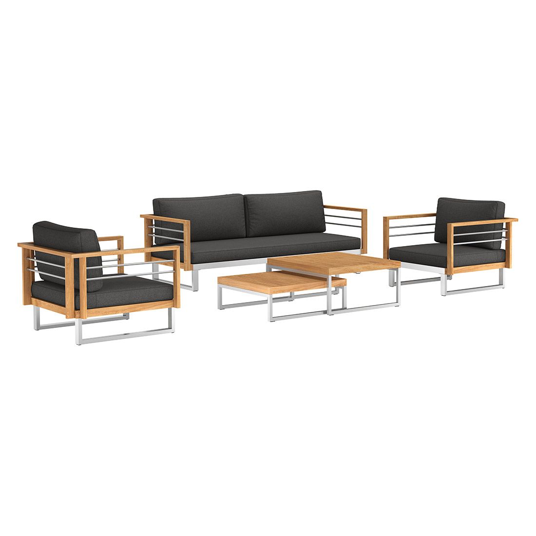 OUTLIV. Hawaii Loungeset inkl. Loungetisch Edelstahl/Teak/Spunpolyester