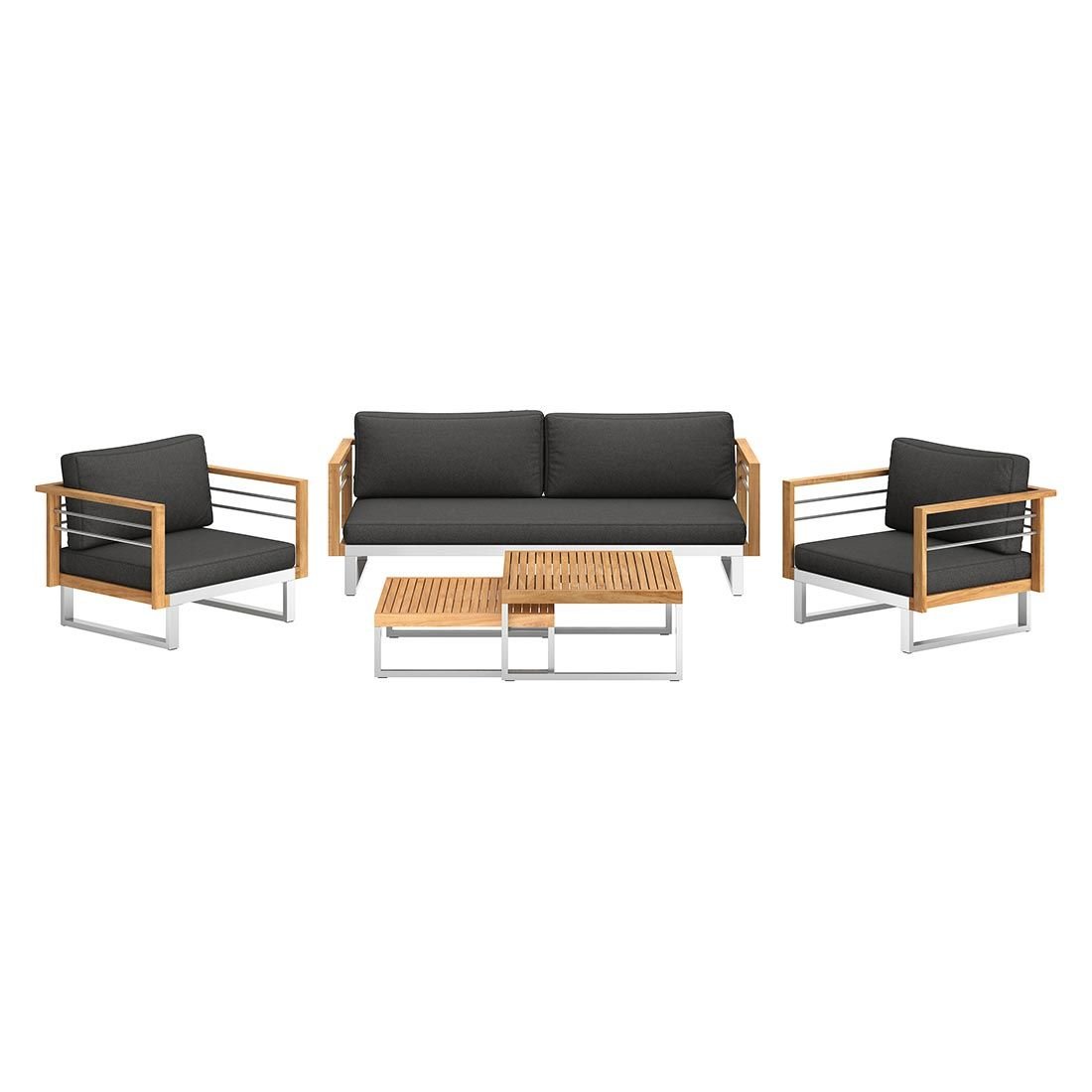 OUTLIV. Hawaii Loungeset inkl. Loungetisch Edelstahl/Teak/Spunpolyester