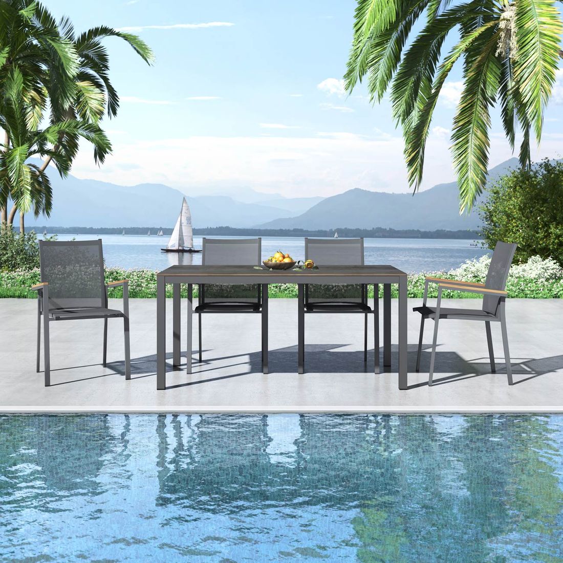 OUTLIV. Kobe Gartenmöbel-Set M (4 Plätze) Tisch 160x90cm