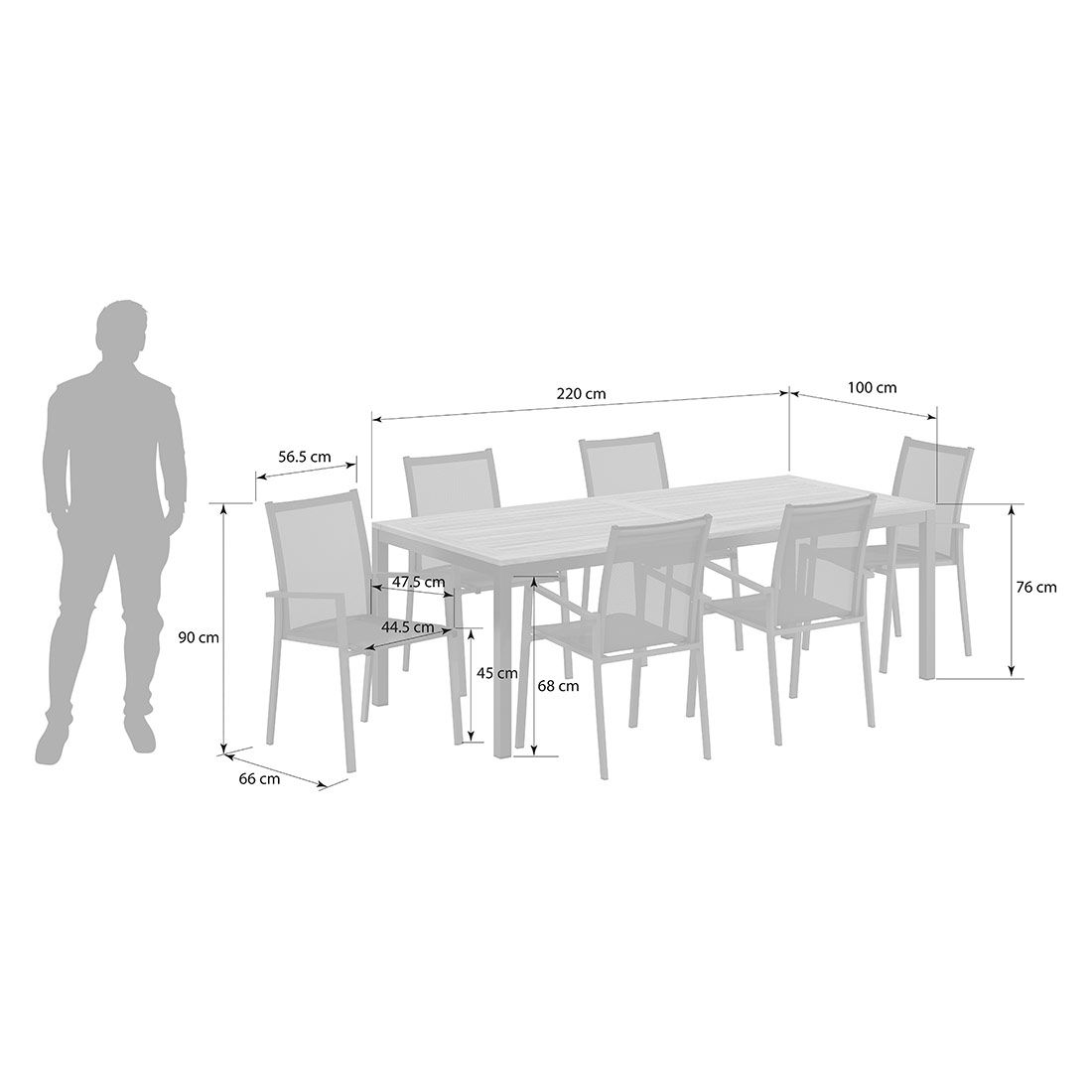 OUTLIV. Kobe Gartenmöbel-Set L (6 Plätze) Tisch 220x100cm