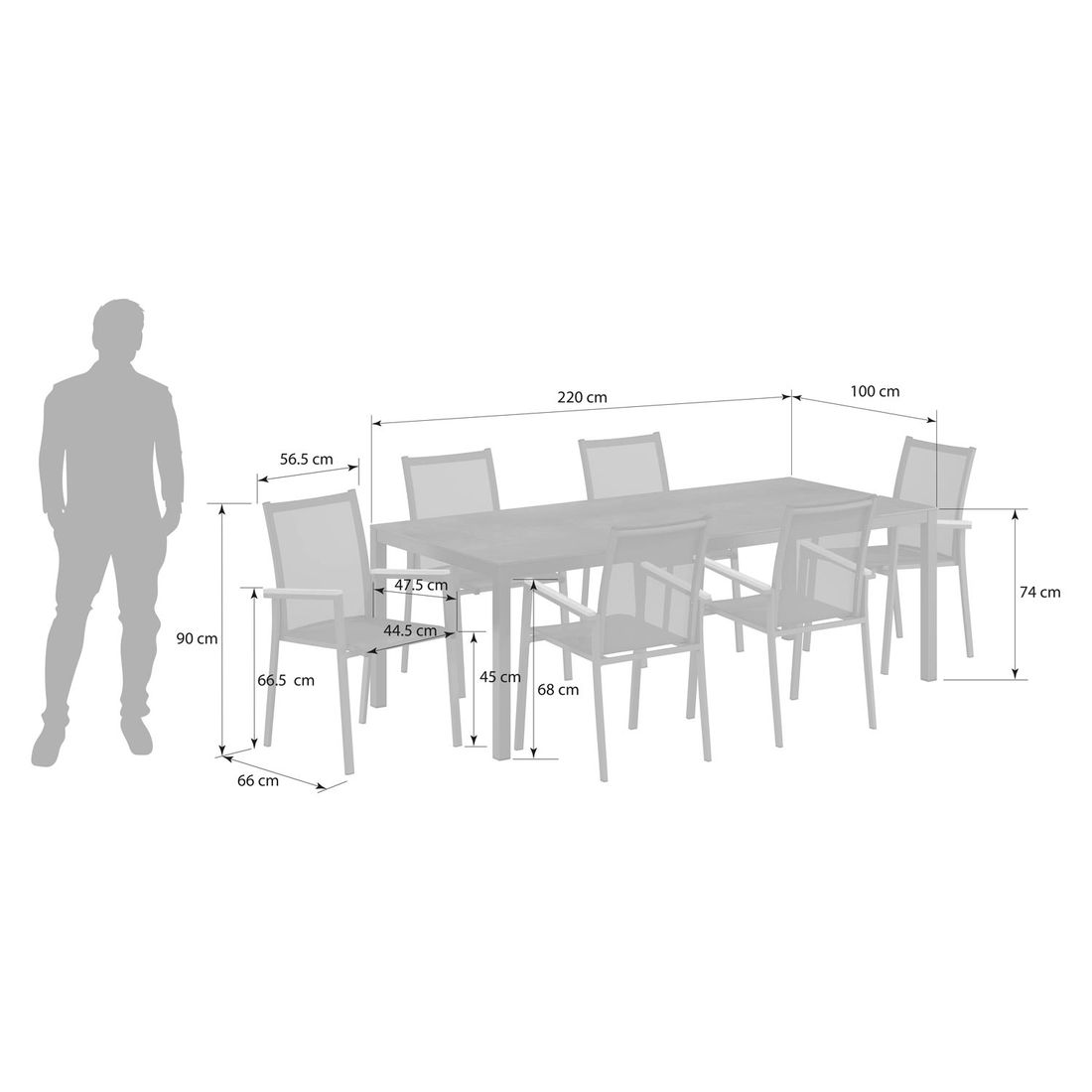 OUTLIV. Kobe Gartenmöbel-Set L (6 Plätze) Tisch 220x100cm