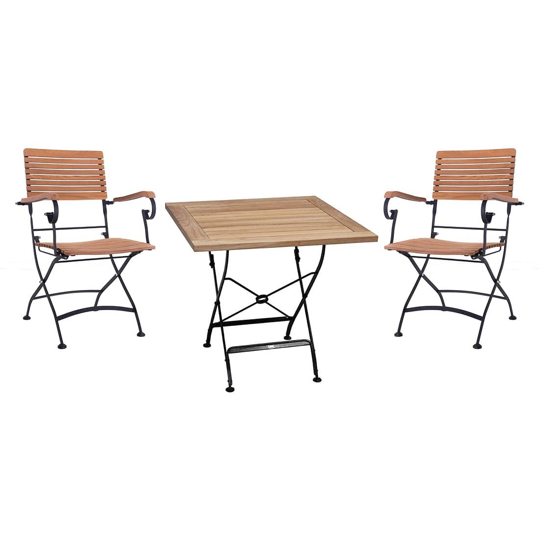 OUTLIV. Lindau Gartenmöbel-Set S (2 Plätze) mit Zebra Tisch 80x80cm