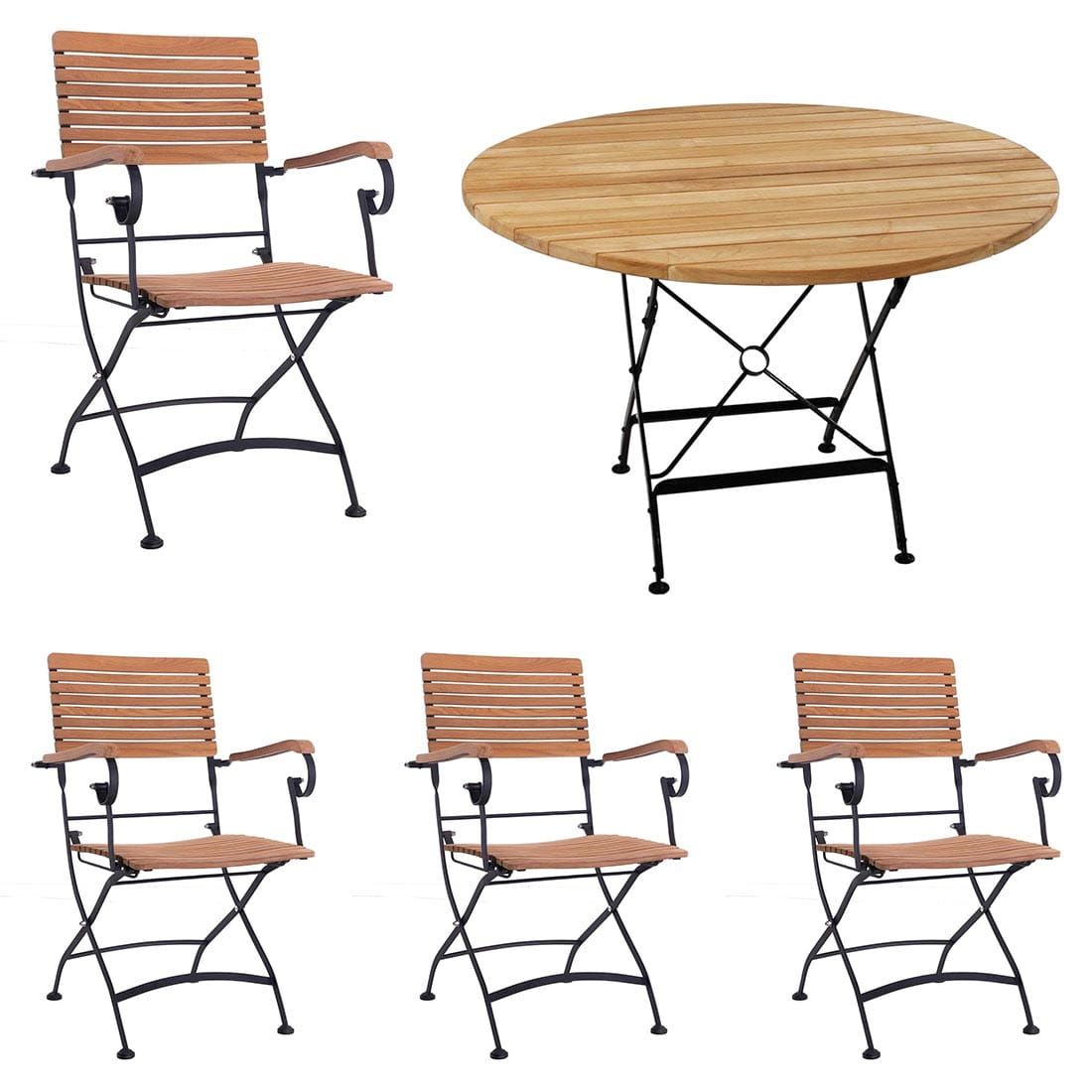 OUTLIV. Lindau Gartenmöbel-Set M (4 Plätze) mit Zebra Tisch Ø115cm