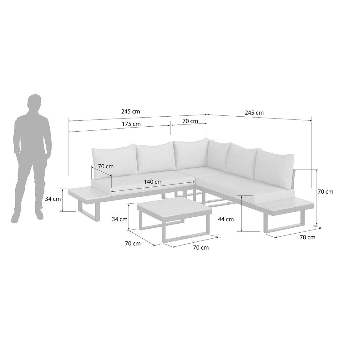 OUTLIV. Naxos Ecklounge Aluminium/Kunstfaser