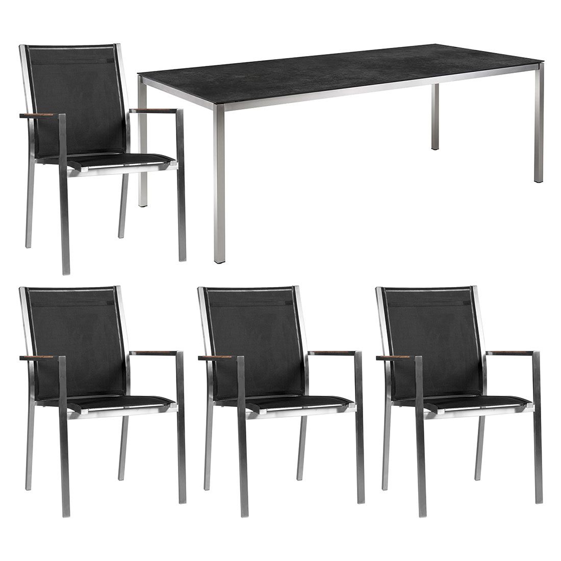 Zebra One Gartenmöbel-Set M (4 Plätze) mit OUTLIV. Tisch 140x80cm