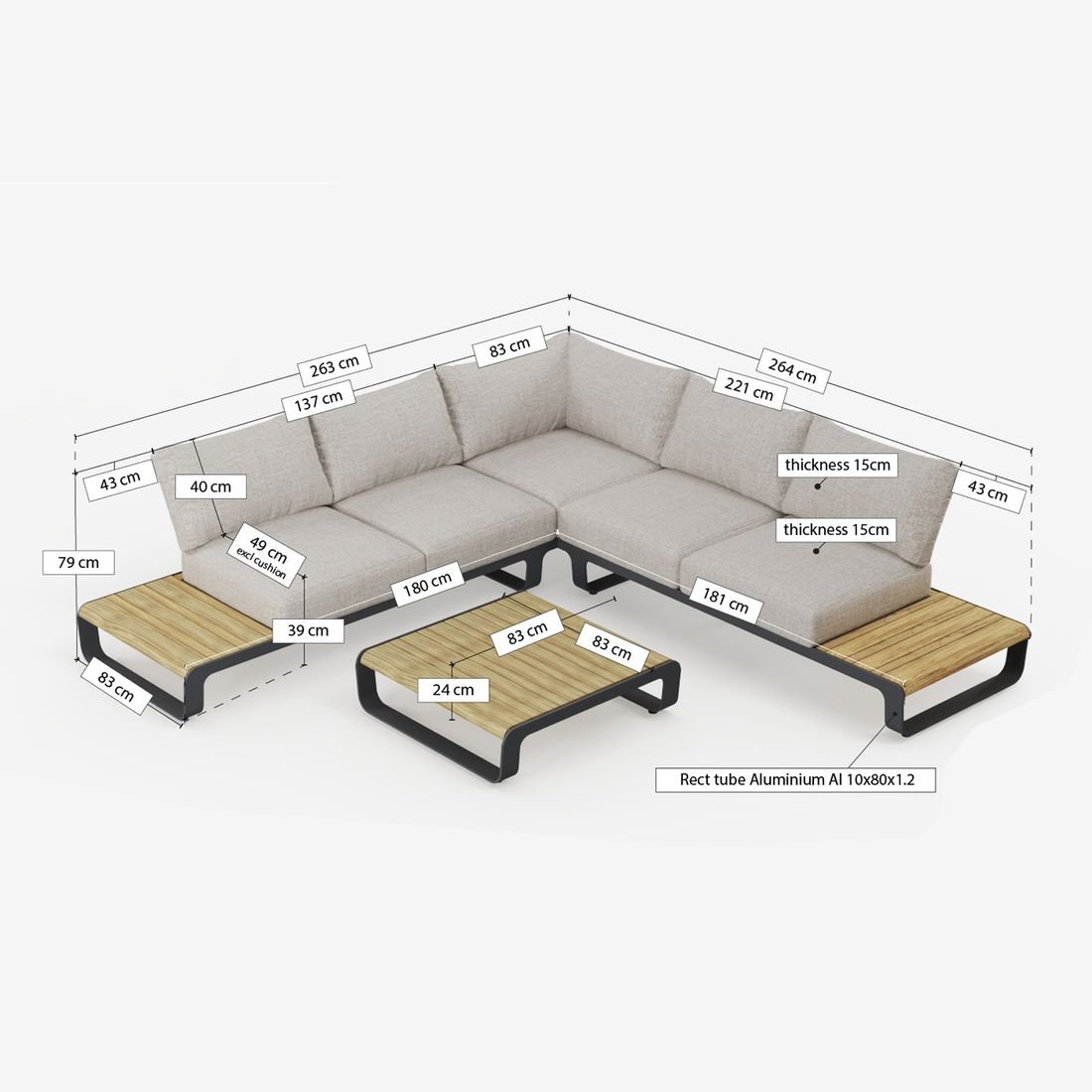 OUTLIV. Palm Springs Ecklounge Aluminium/Polyester