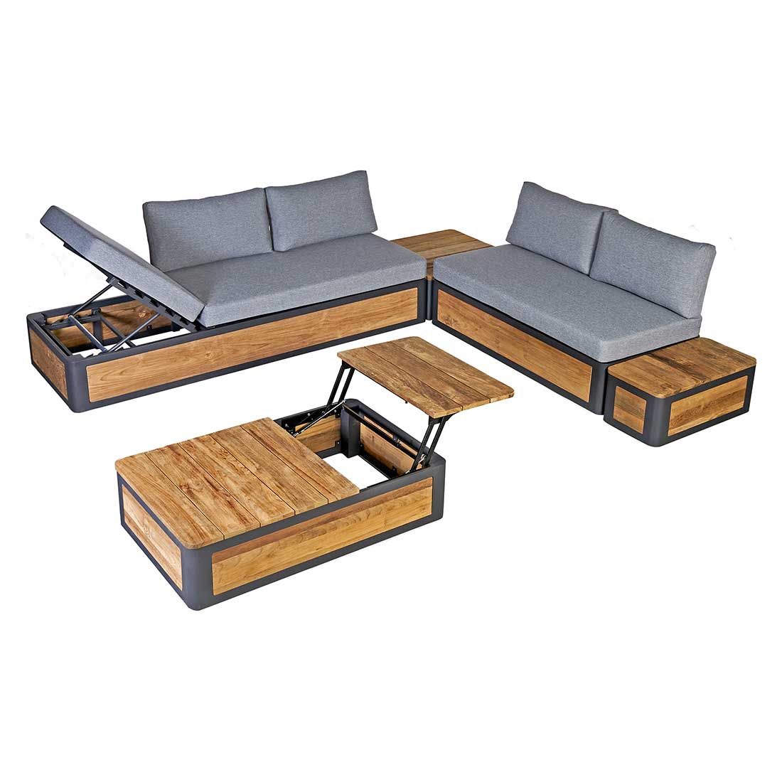 OUTLIV. Paros Loungetisch 113x70cm Aluminium/Teak recycelt