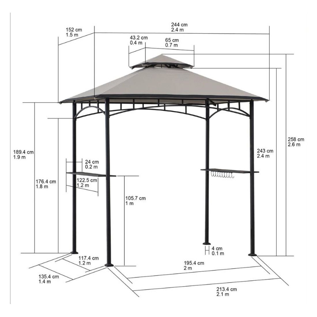 OUTLIV. Gartenpavillon 152x244cm Stahl/Stoff