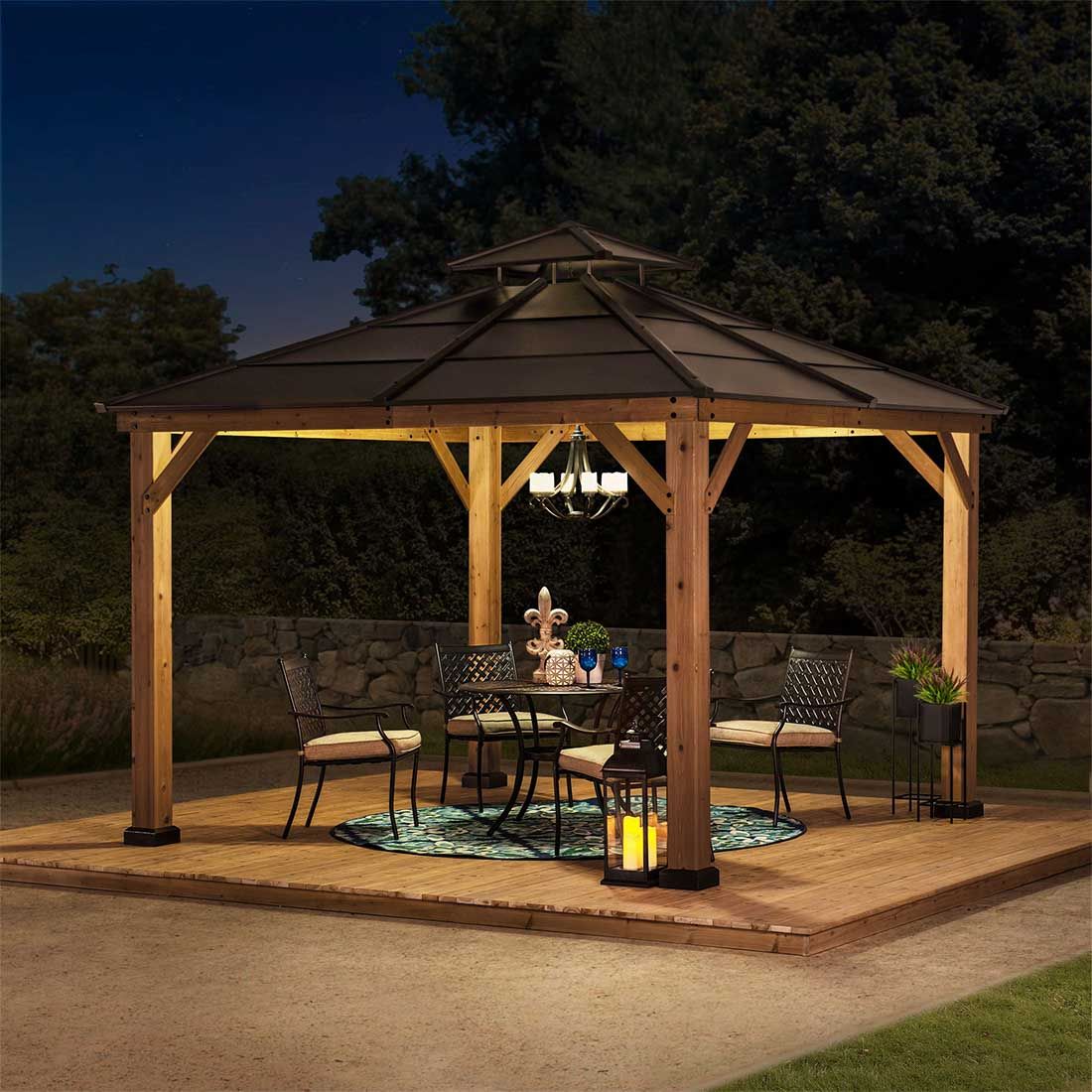 OUTLIV. Pavillon 335x335 cm Zedernholz/Stahl