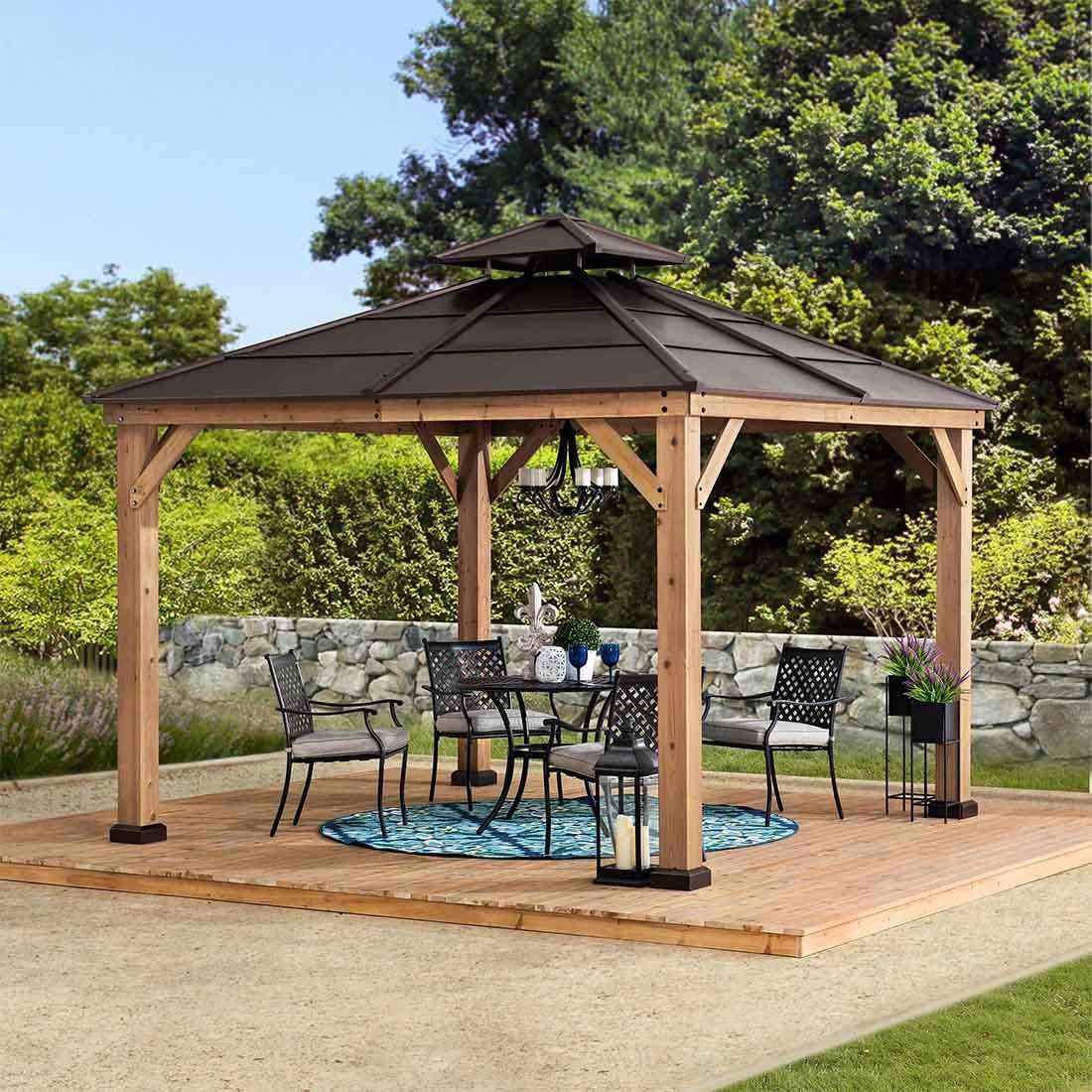 OUTLIV. Pavillon 335x335 cm Zedernholz/Stahl