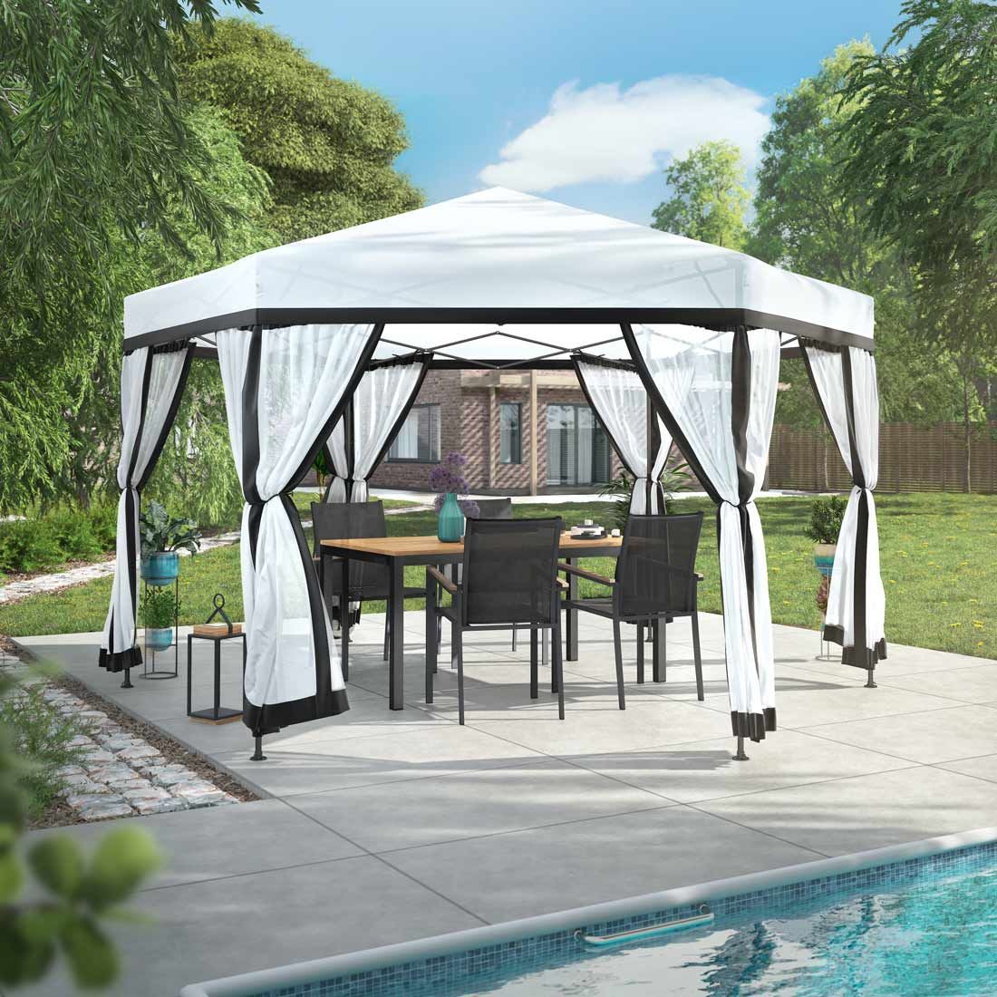 OUTLIV. Gartenpavillon 335x335cm Stahl/Stoff