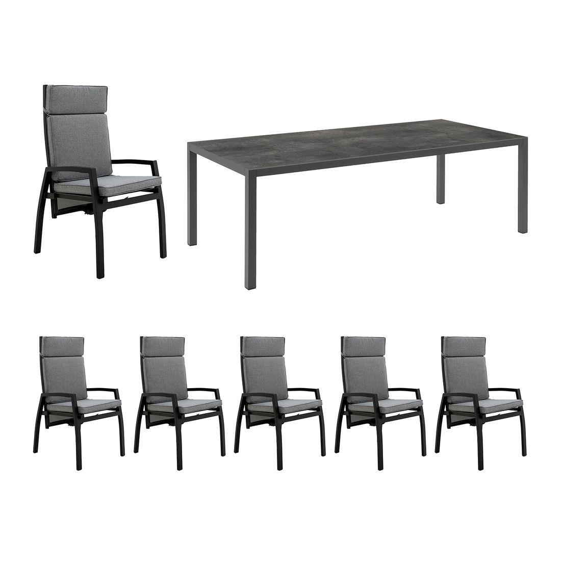 OUTLIV. Perth Gartenmöbel-Set 8-tlg. verstellbar Tisch 220x100cm