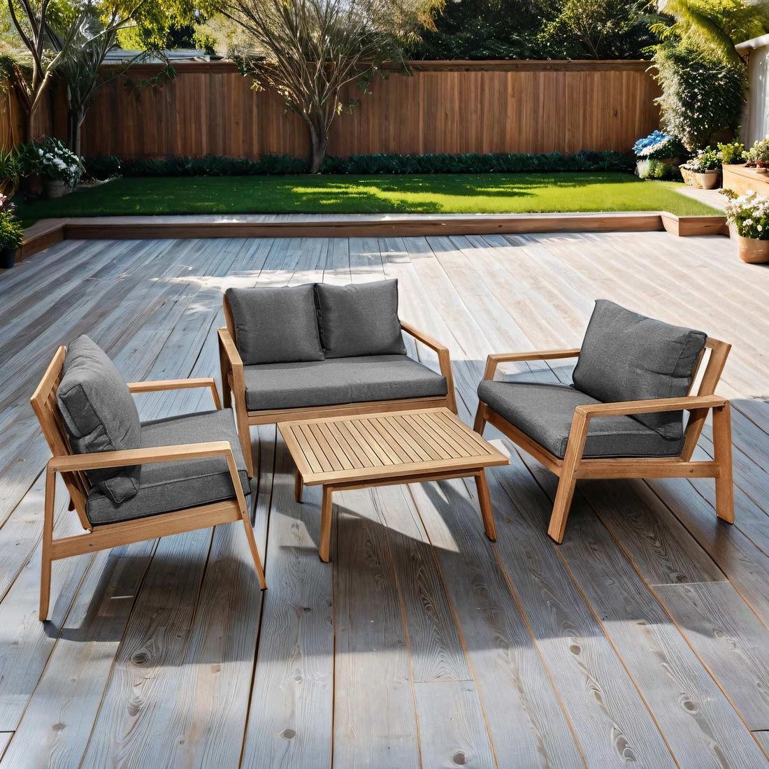 OUTLIV. Rosa Loungeset 4-tlg. Akazie/Spun-Polyester