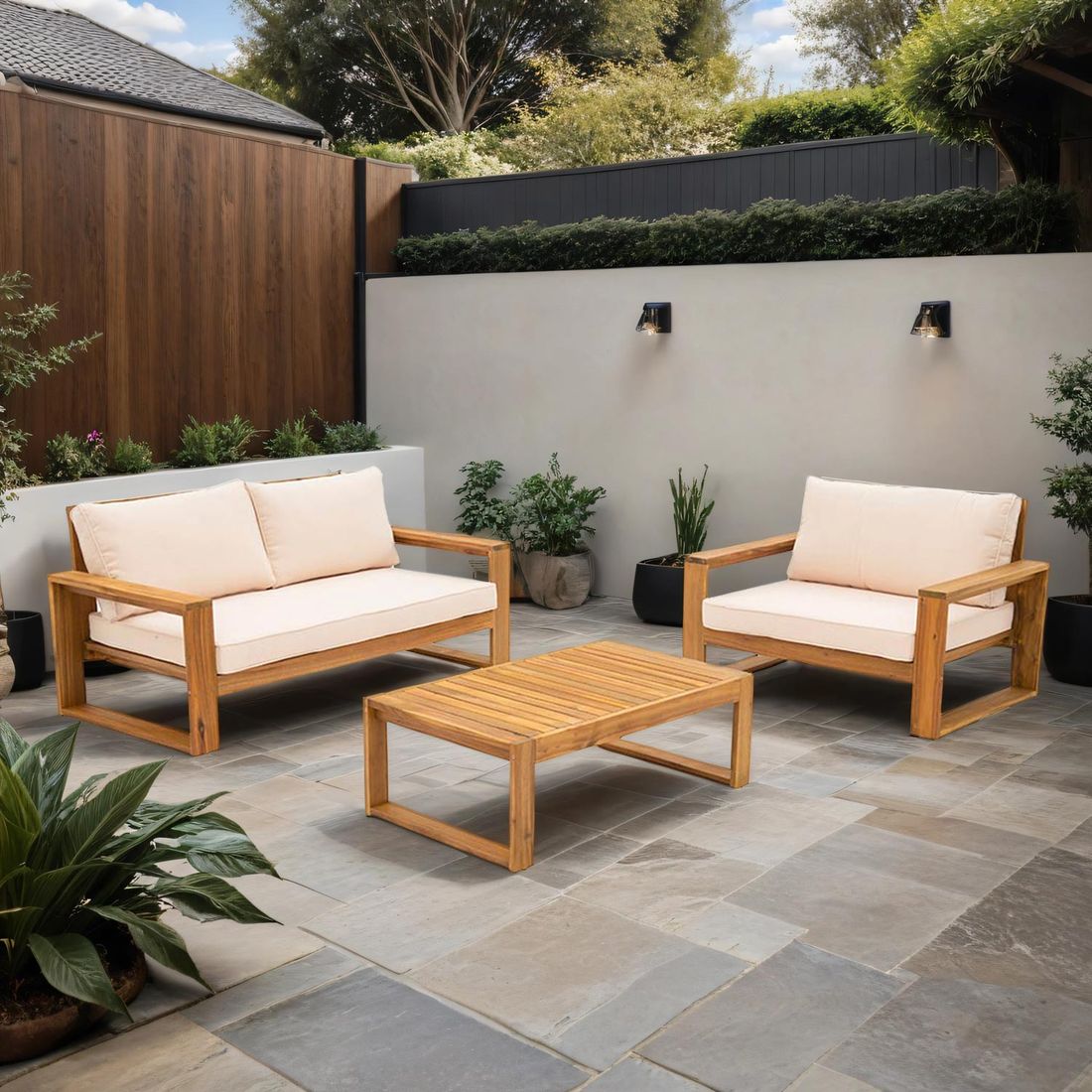 OUTLIV. Santa Cruz Loungeset inkl. Loungetisch Akazie/Polyester