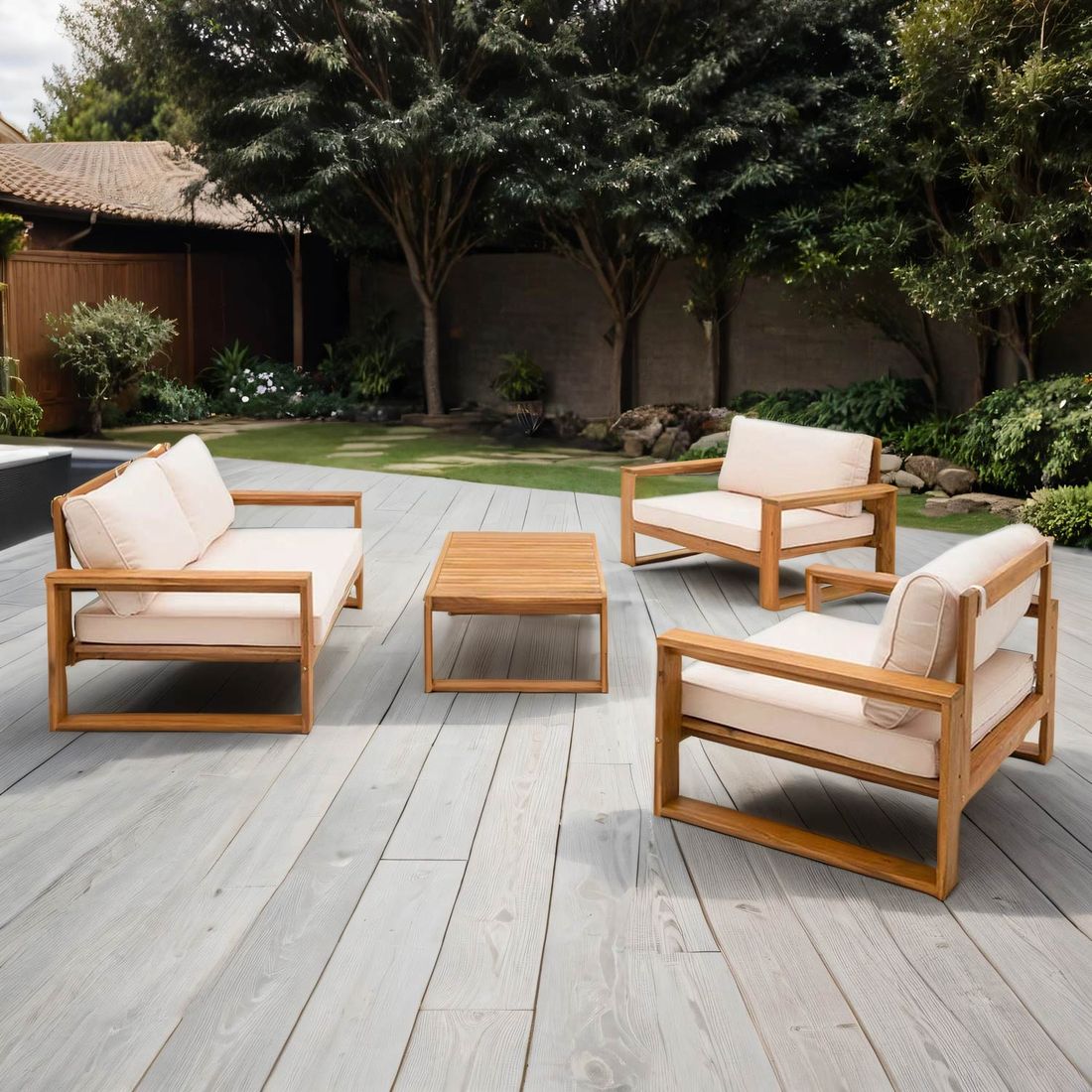 OUTLIV. Santa Cruz Loungeset inkl. Loungetisch Akazie/Polyester