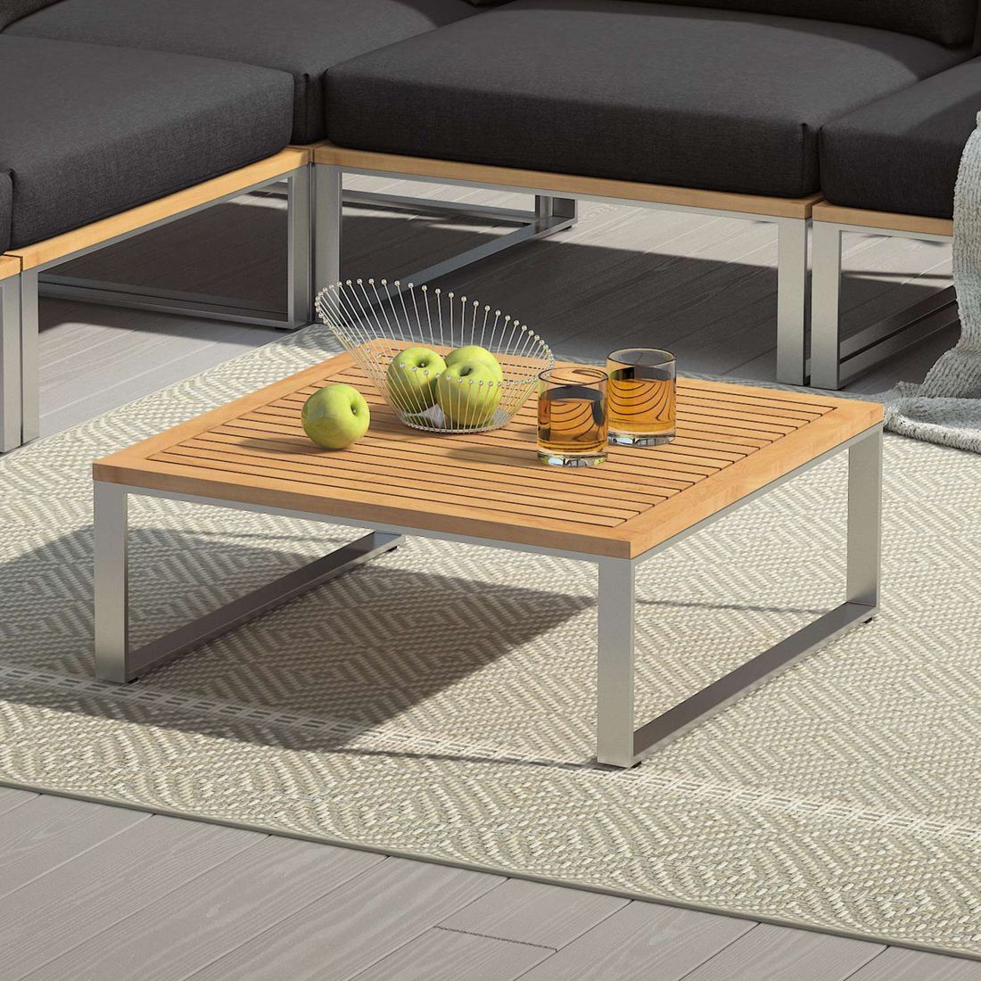 OUTLIV. Sumba Loungetisch 68x68cm Edelstahl/Teak