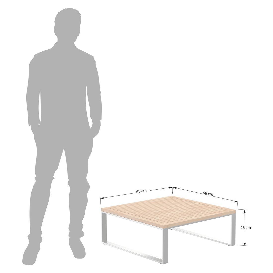 OUTLIV. Sumba Loungetisch 68x68cm Edelstahl/Teak