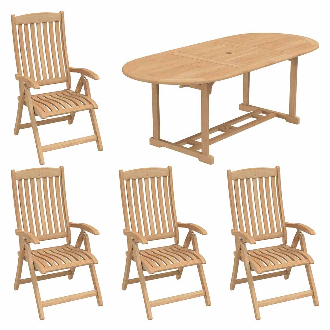 OUTLIV. Takoma Gartenmöbel-Set 5-tlg. Tisch 160/220x100cm