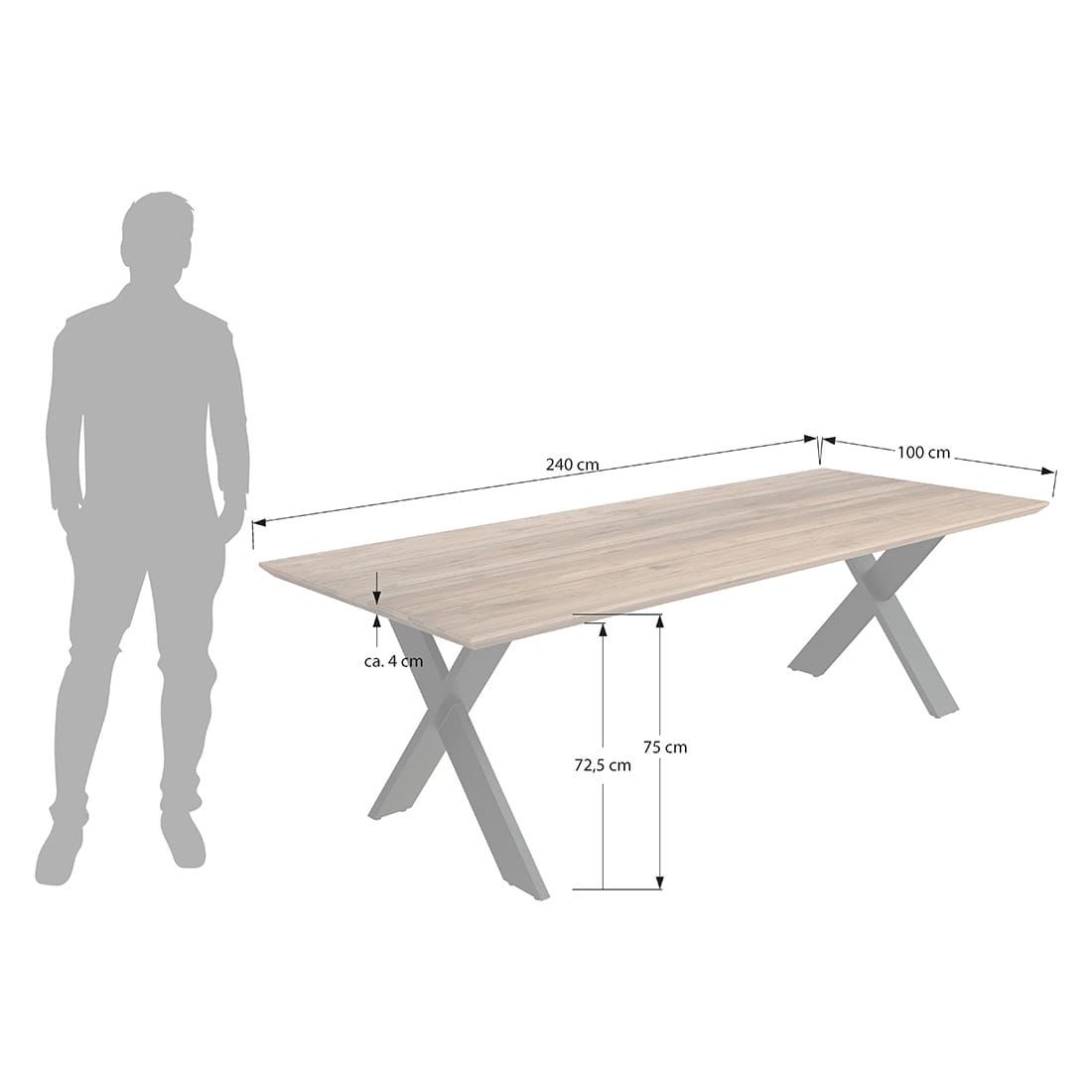 OUTLIV. Tilburg Gartentisch 240x100cm Aluminium/Teak