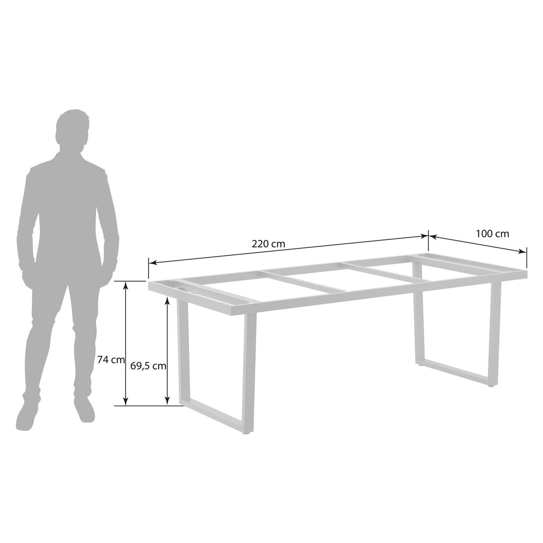 OUTLIV. Gartentisch-Gestell 220x100cm Edelstahl Kufe