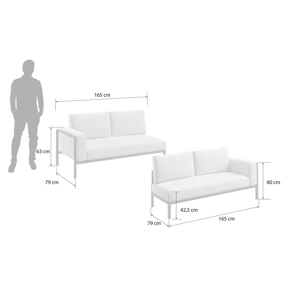 OUTLIV. Toskana Endmodule 2er-Set Aluminium/Sunproof