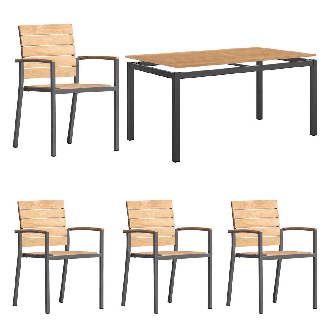 OUTLIV. Pamplona Gartenmöbel-Set M (4 Plätze) Tisch 160x90cm