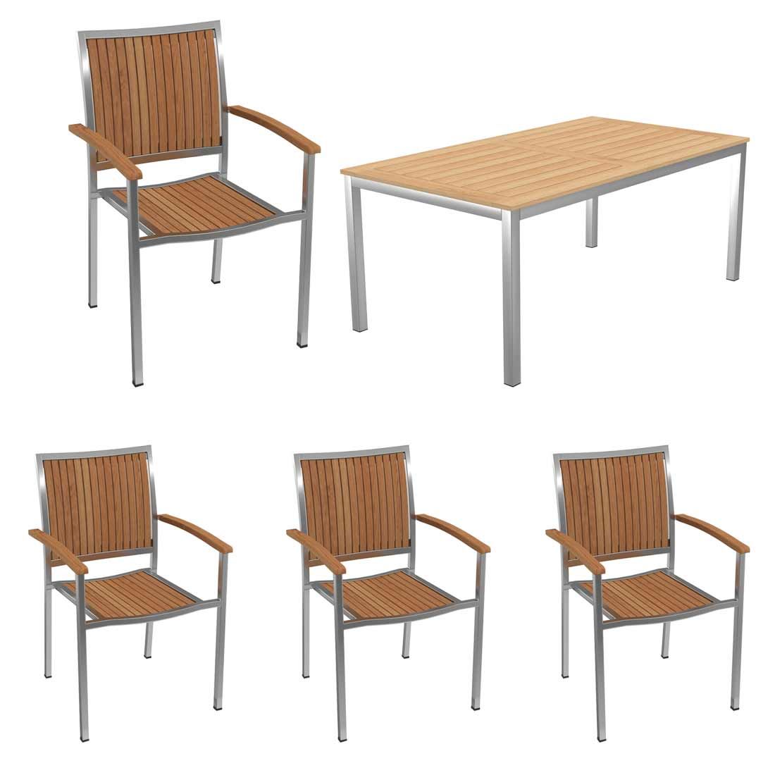 OUTLIV. Pasadena Gartenmöbel-Set M (4 Plätze) Tisch 180/240x90cm