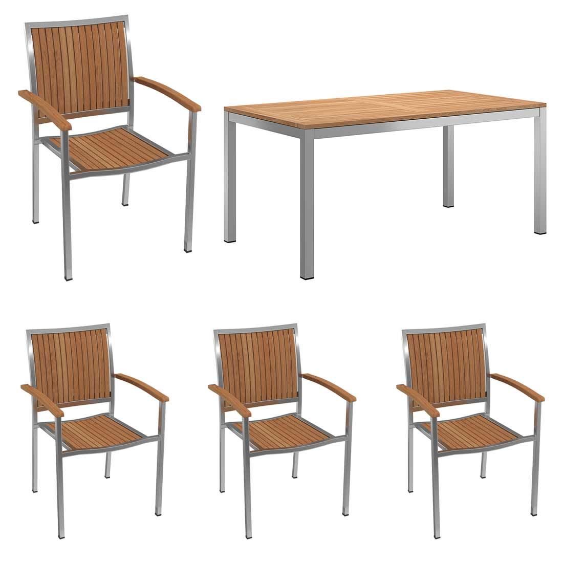 OUTLIV. Pasadena Gartenmöbel-Set M (4 Plätze) Tisch 160x90cm