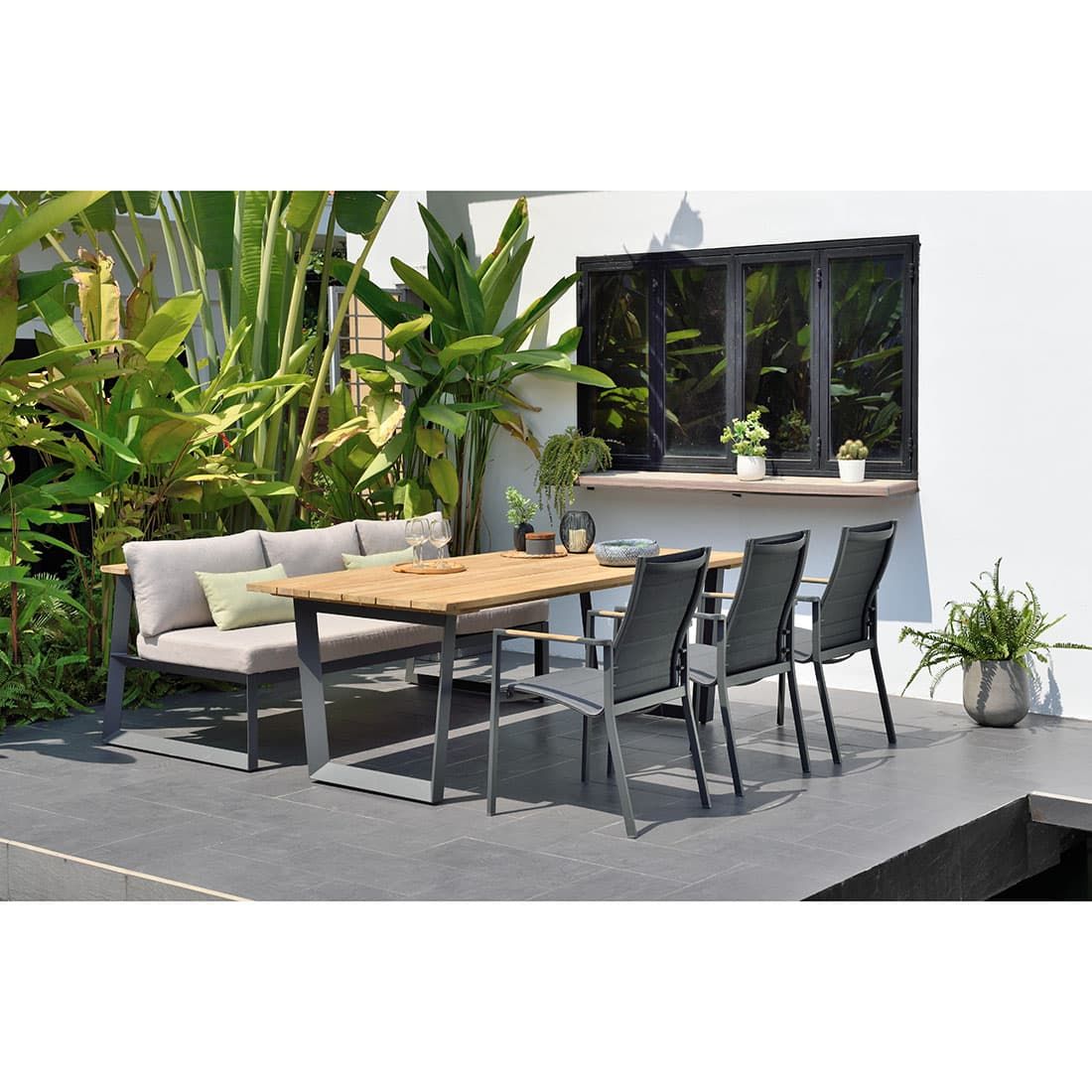 LifestyleGarden Palau Gartentisch 216x99cm Aluminium/Teak
