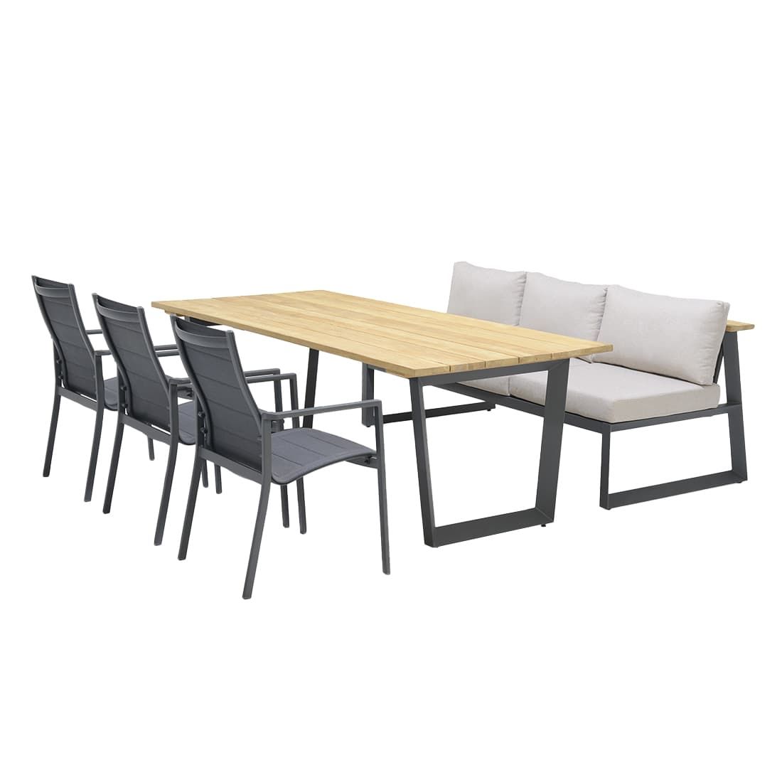 LifestyleGarden Palau Gartentisch 216x99cm Aluminium/Teak