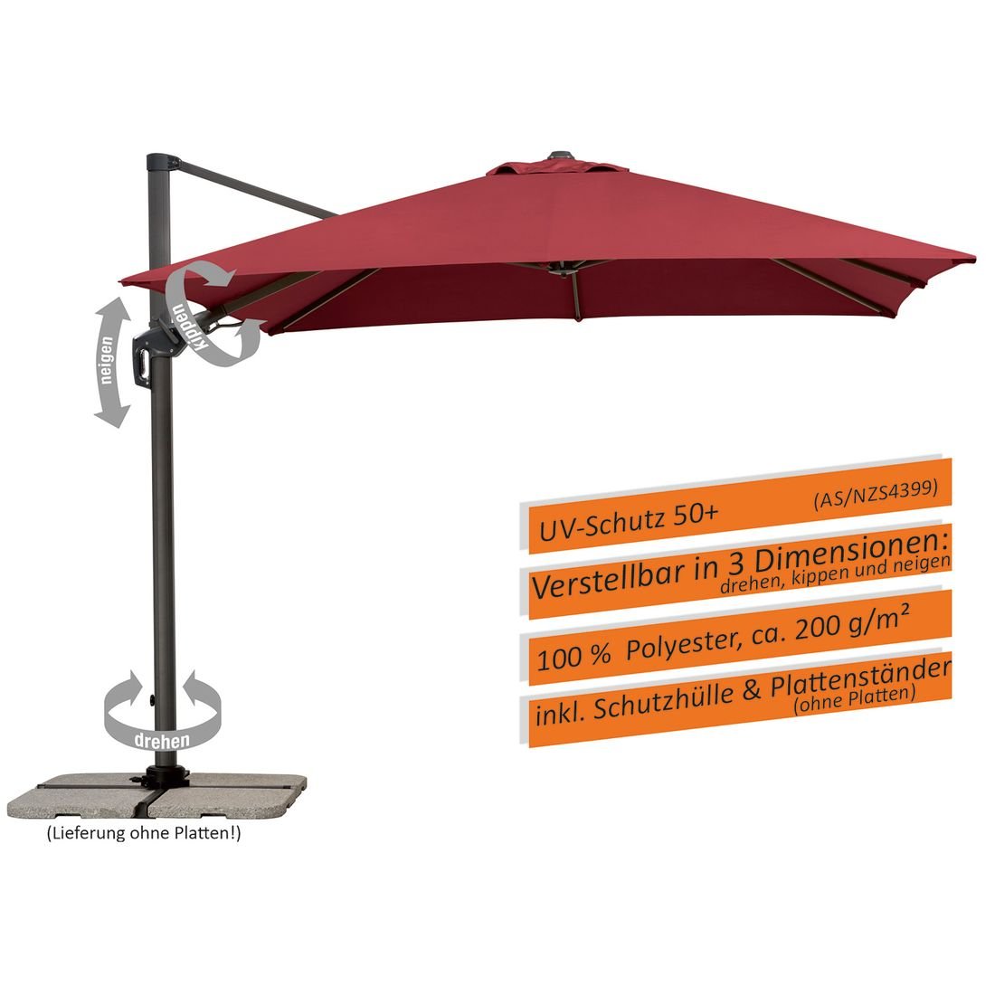 Schneider Rhodos Twist Ampelschirm 300x300cm