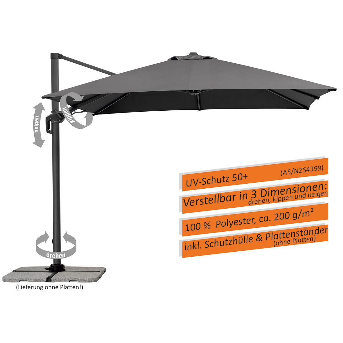 Schneider Rhodos Twist Ampelschirm 300x300cm