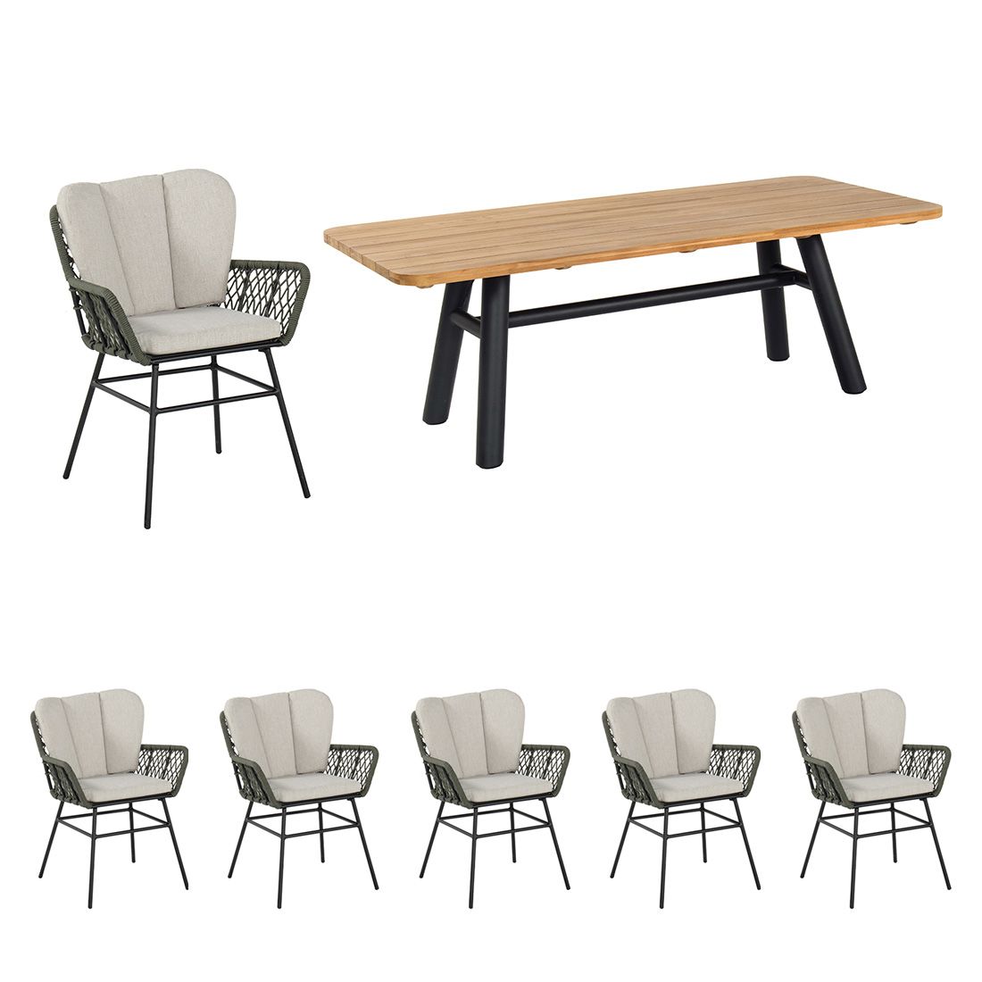 Schöner Wohnen Benet Gartenmöbel-Set 7-tlg. Tisch 220x110cm