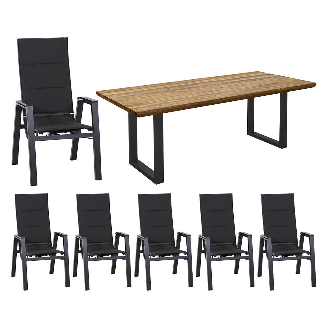 Siena Garden Milano Gartenmöbel-Set 7-tlg. mit Tisch 200x100cm