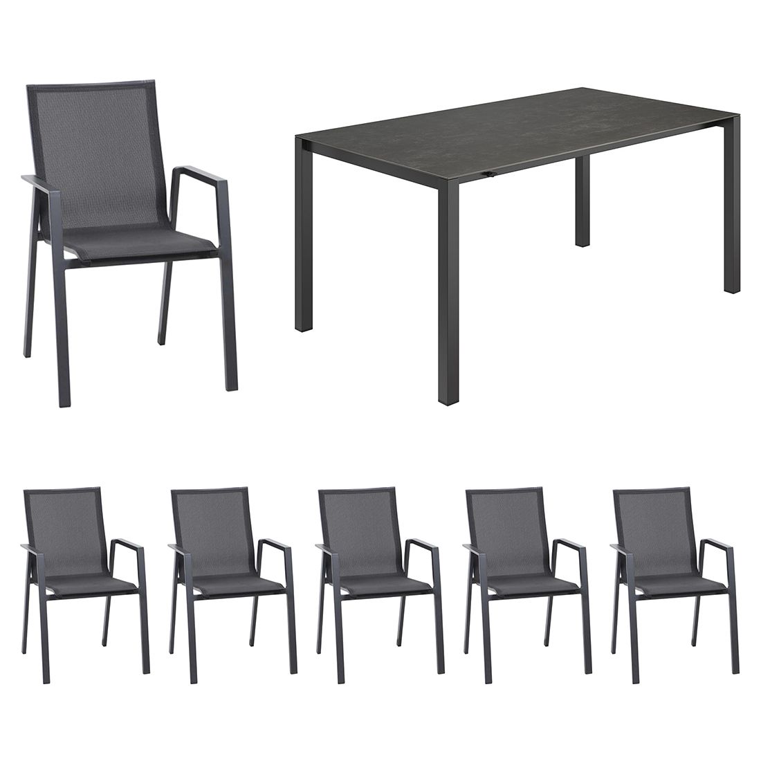 Siena Garden Reno Gartenmöbel-Set L (6 Plätze) Tisch 160/217/267x92cm