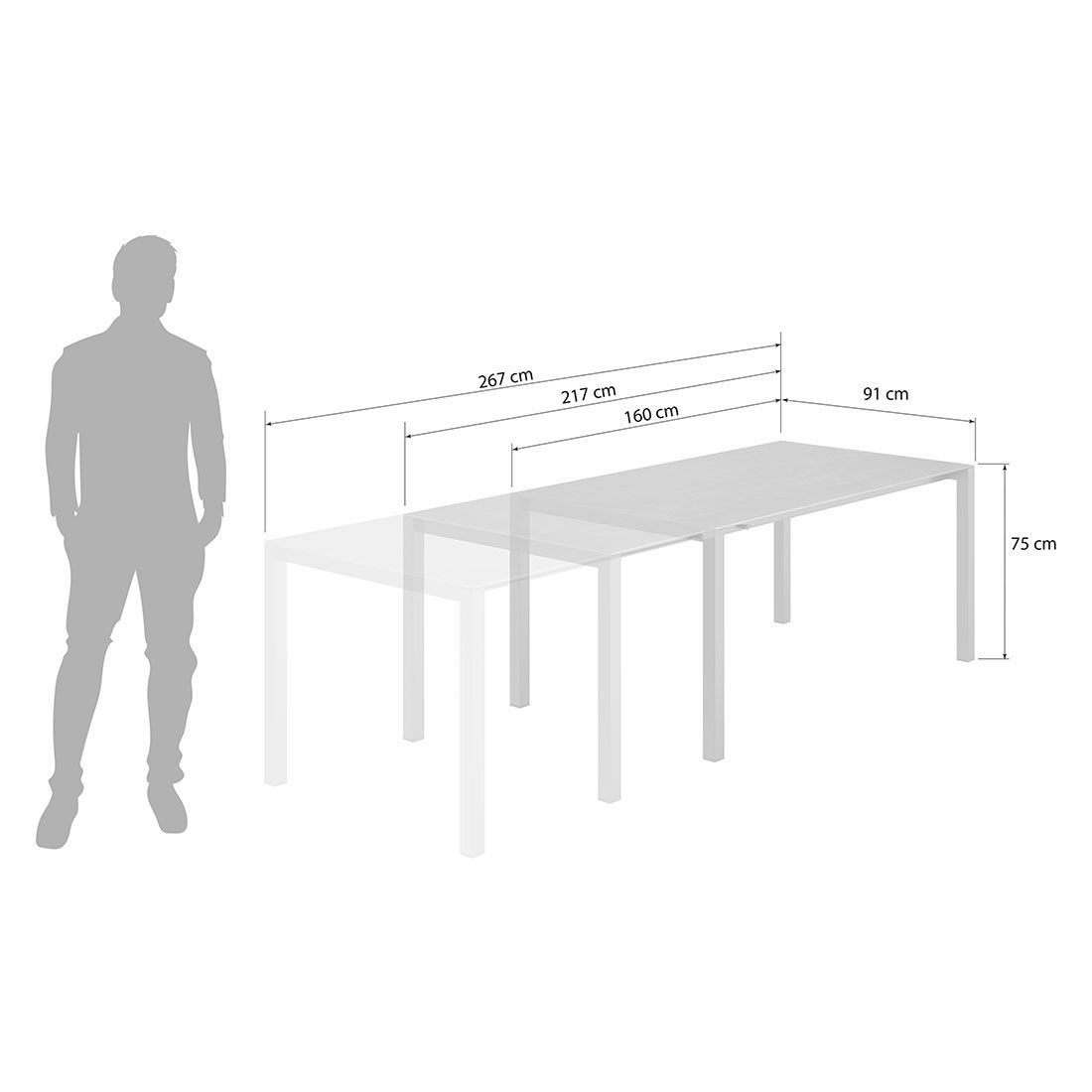 Siena Garden Reno Gartenmöbel-Set L (6 Plätze) Tisch 160/217/267x92cm