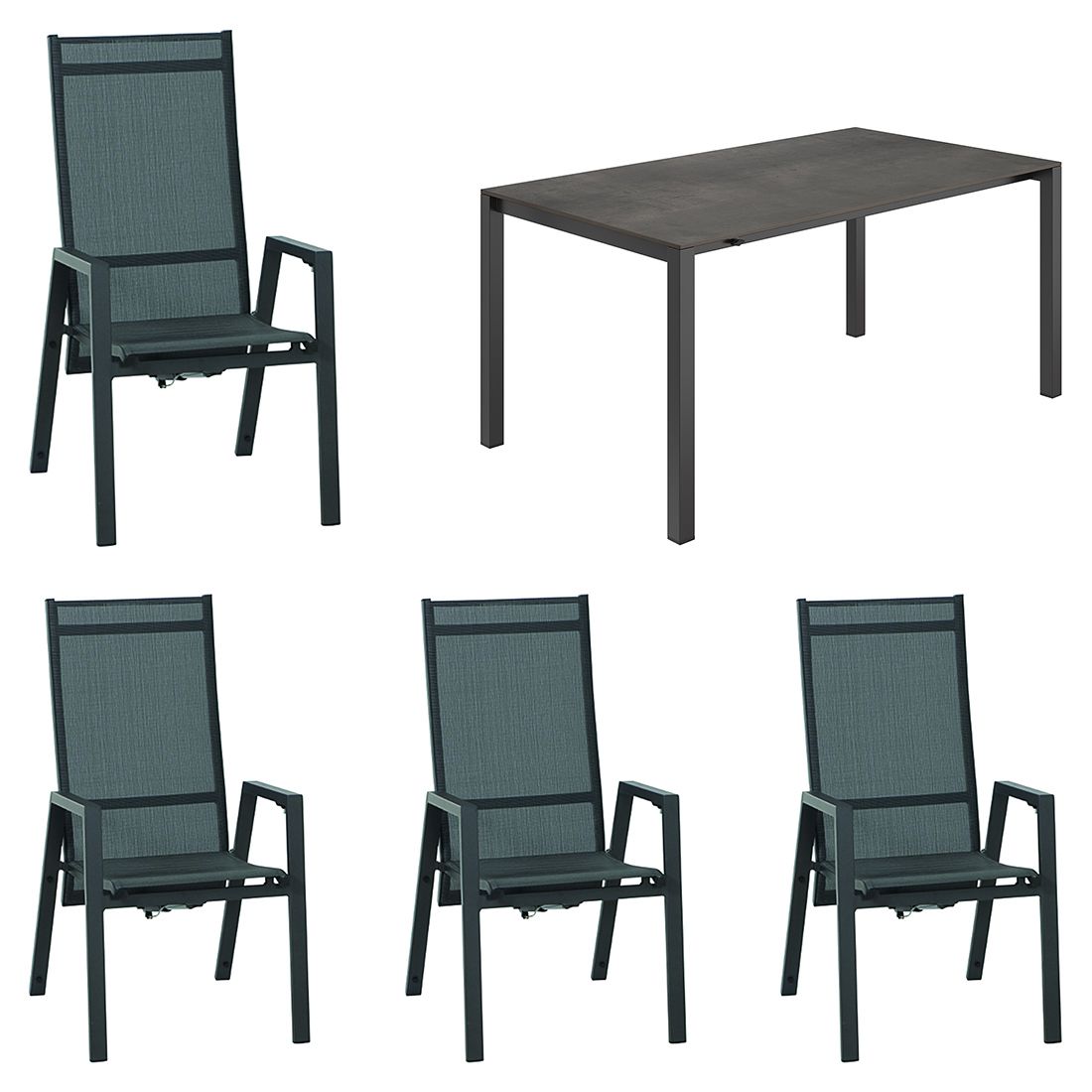 Siena Garden Savona Gartenmöbelset 5-tlg.+Tisch 160/217/167x92 cm