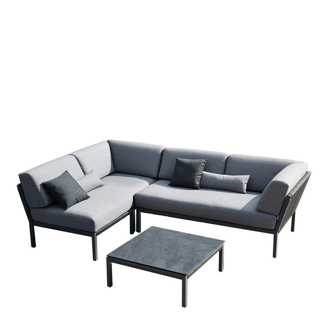 Solpuri Club Ecklounge 3-tlg. Tisch 80x80cm Aluminium/Rope