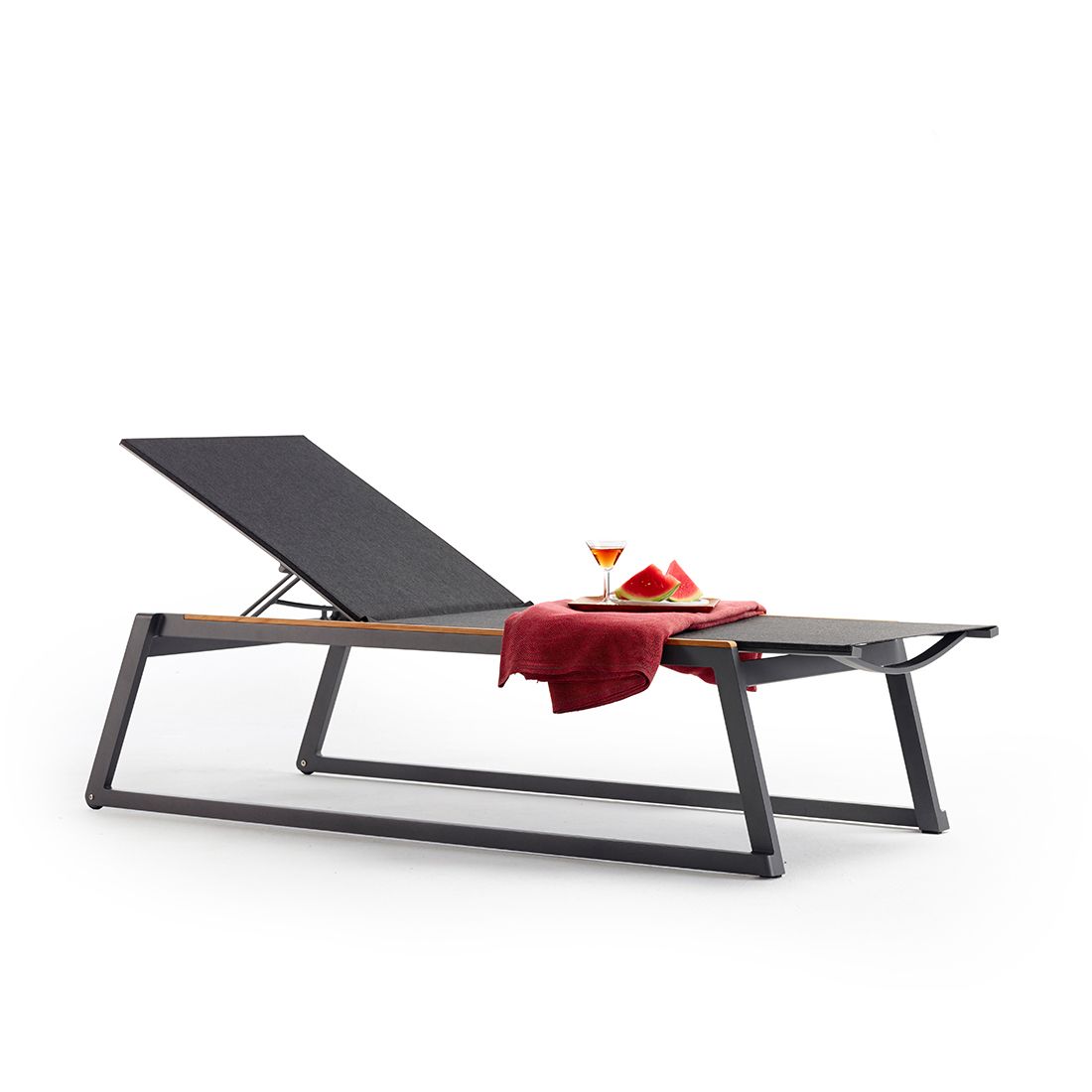 Solpuri Foxx Gartenliege Aluminium/Textilene/Teak