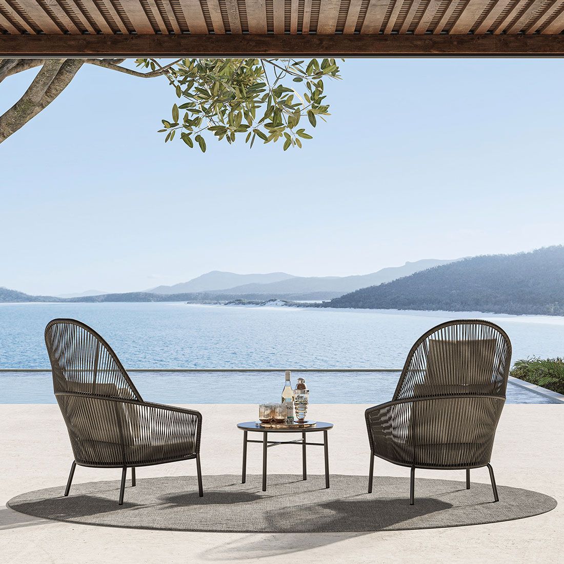 Solpuri Loop Loungesessel Aluminium/Rope