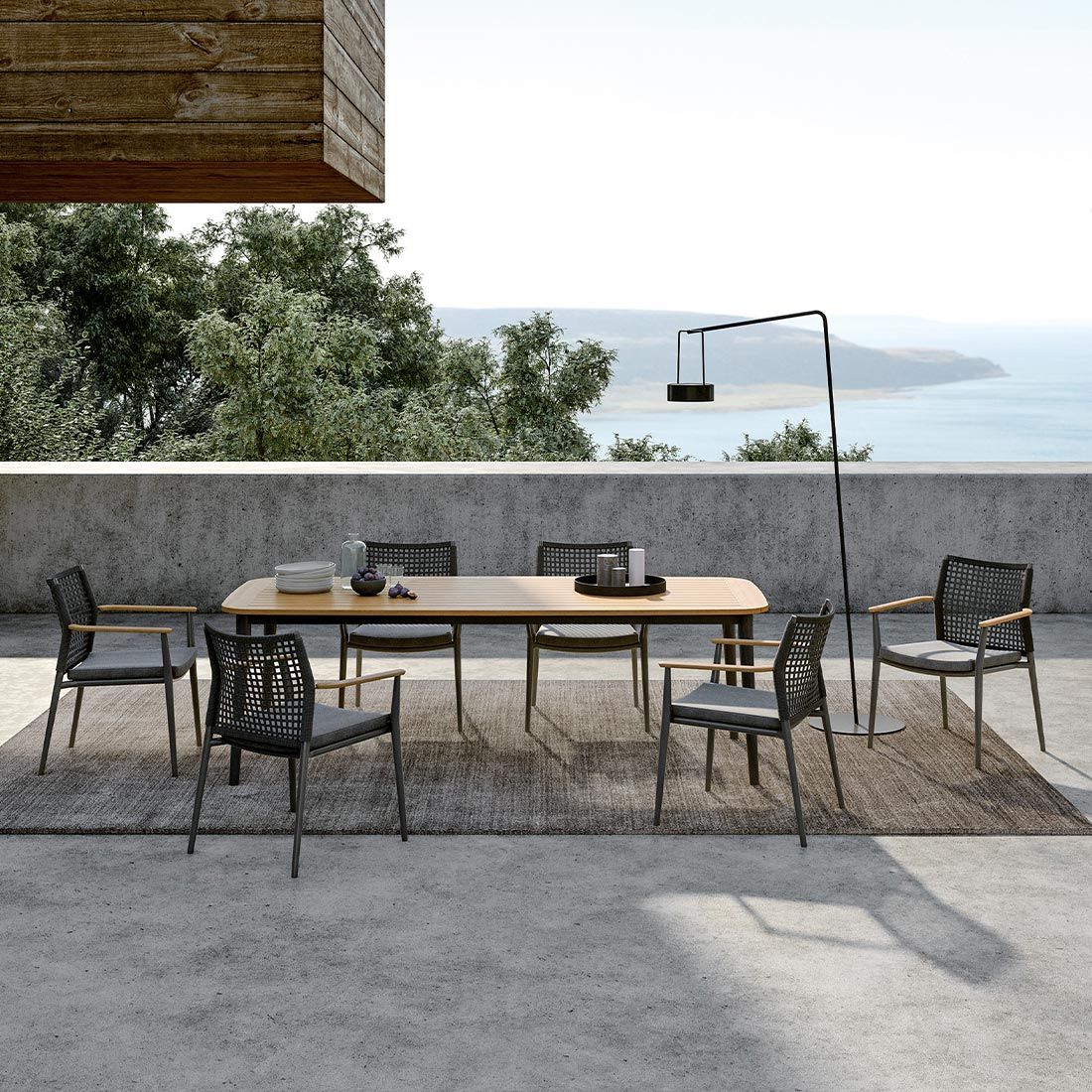 Solpuri Pia Stapelsessel Aluminium/Teak inkl. Kissen